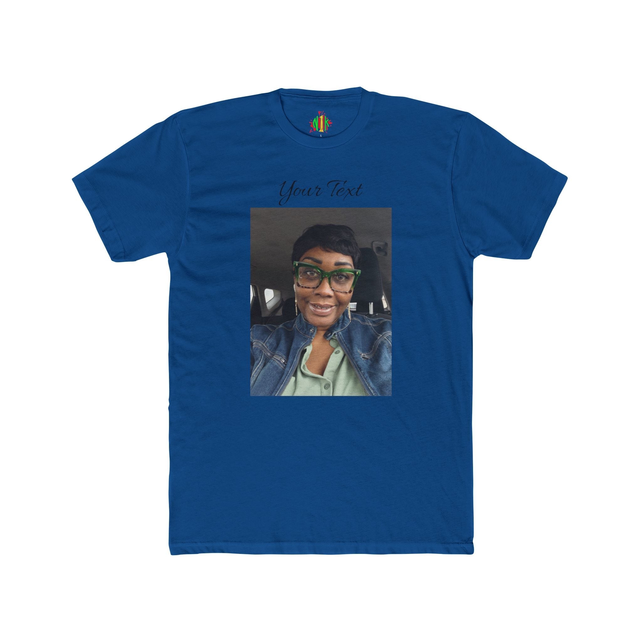 Custom Photo & Text Tee — Personalize "Your Text" Portrait T-Shirt