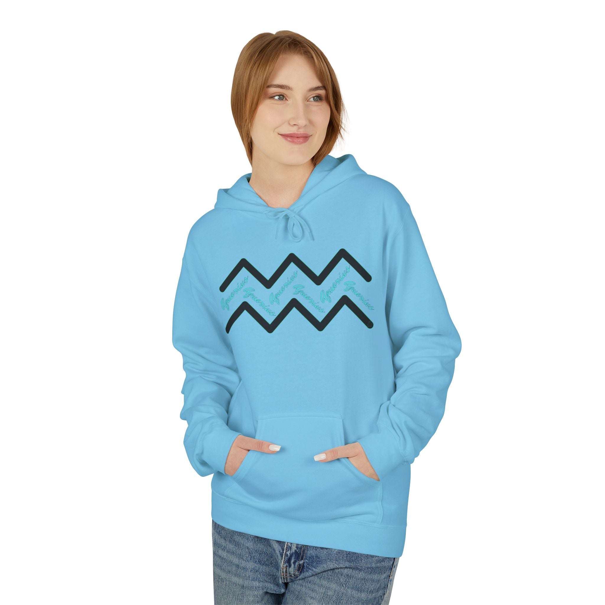 Customizable Aquarius Zodiac Hoodie — "Your Name on back" Watering Design