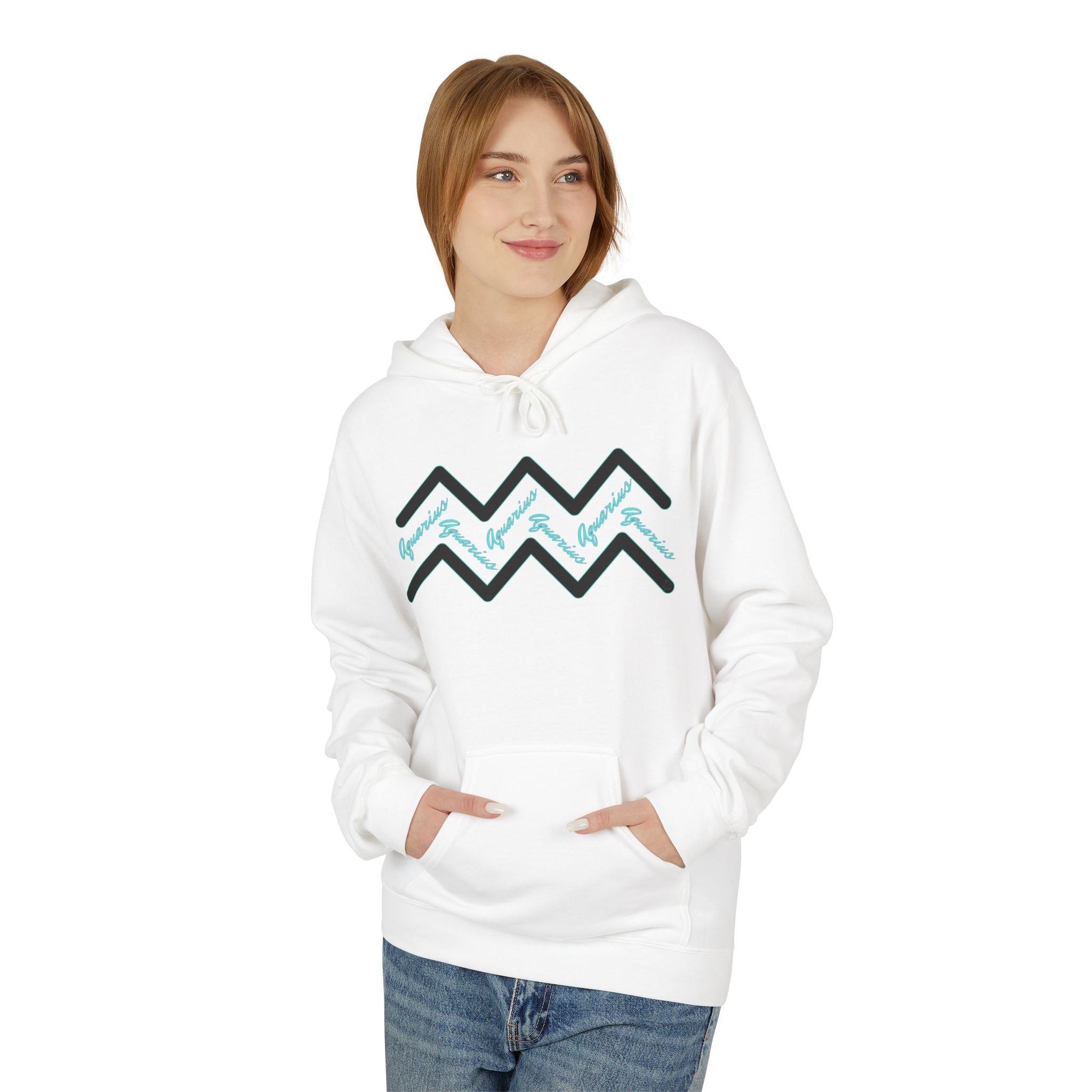 Customizable Aquarius Zodiac Hoodie — "Your Name on back" Watering Design