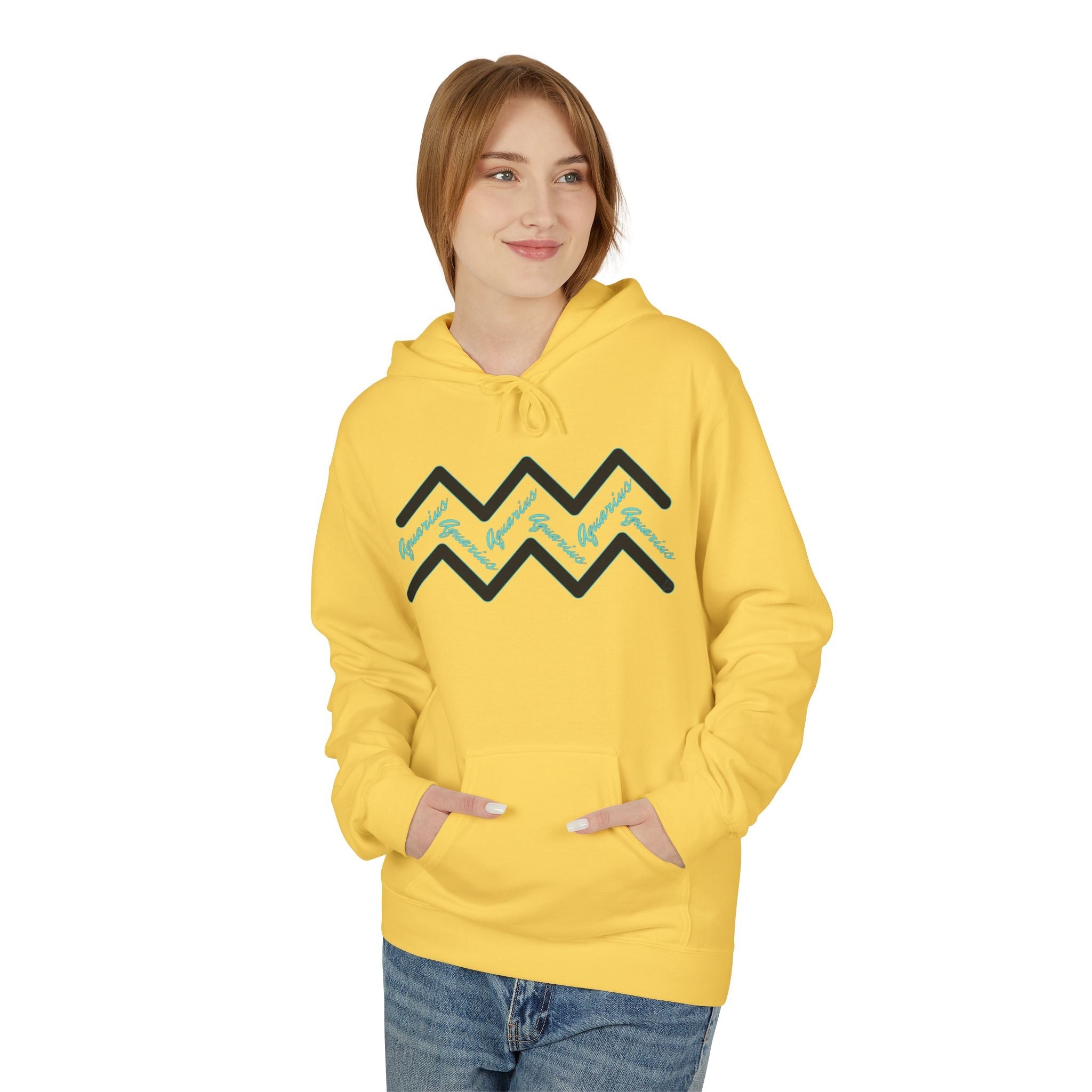 Customizable Aquarius Zodiac Hoodie — "Your Name on back" Watering Design