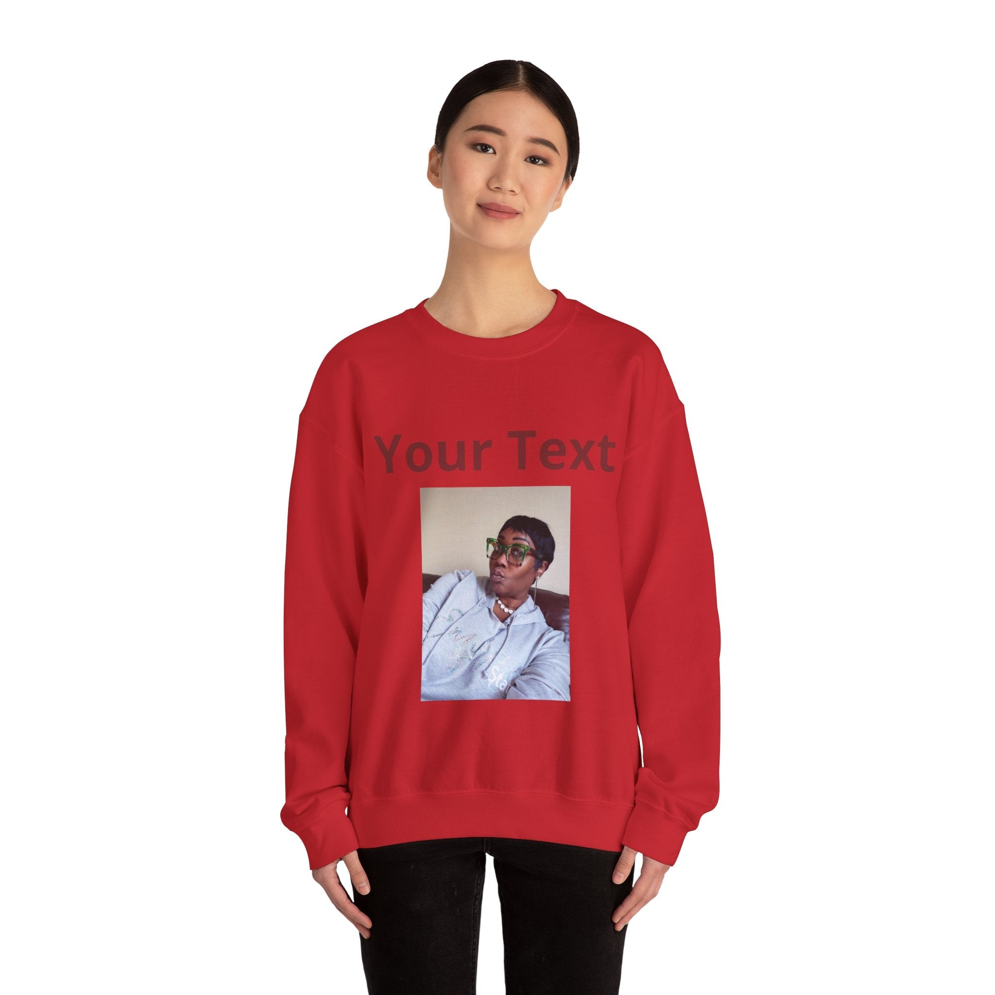 Customizable Front Photo/Text Crewneck Sweatshirt - Unisex Customizable Sweatshirt