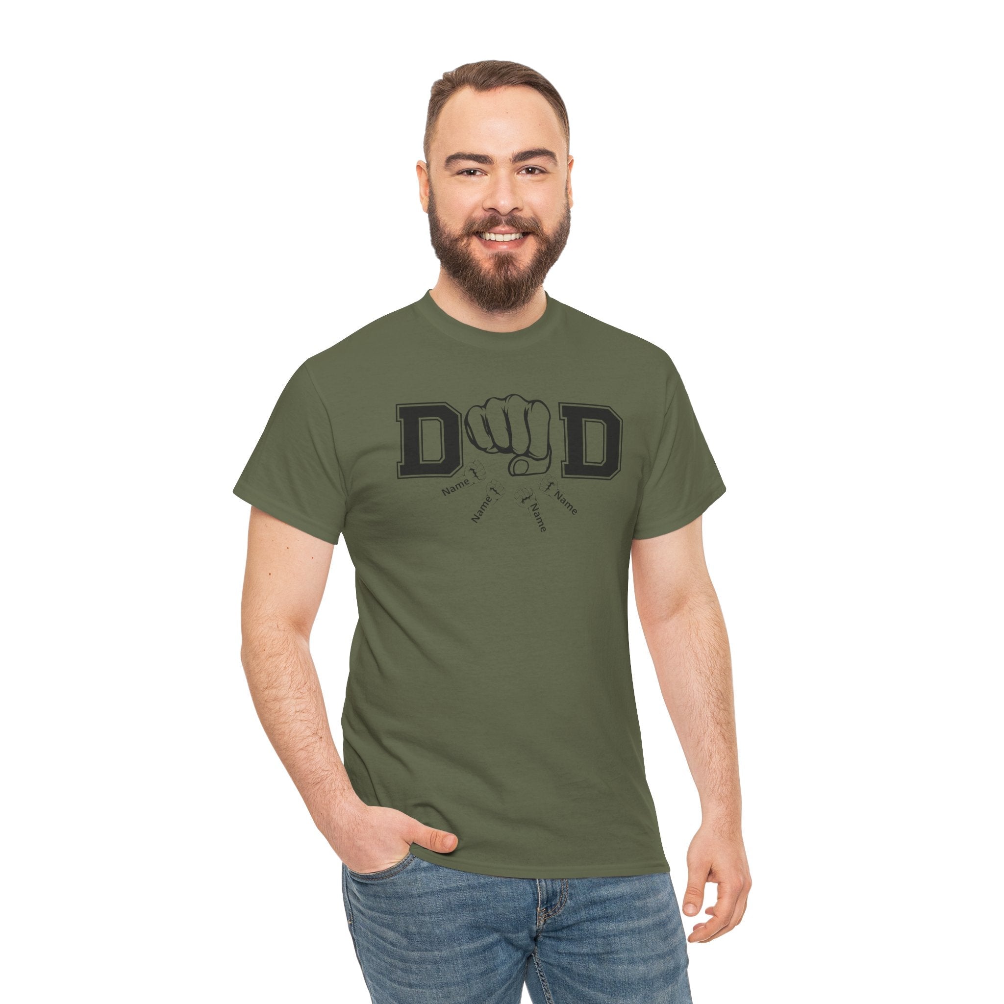 Dad Fist Bump T‑Shirt — Vintage Block Letter DAD Graphic Tee