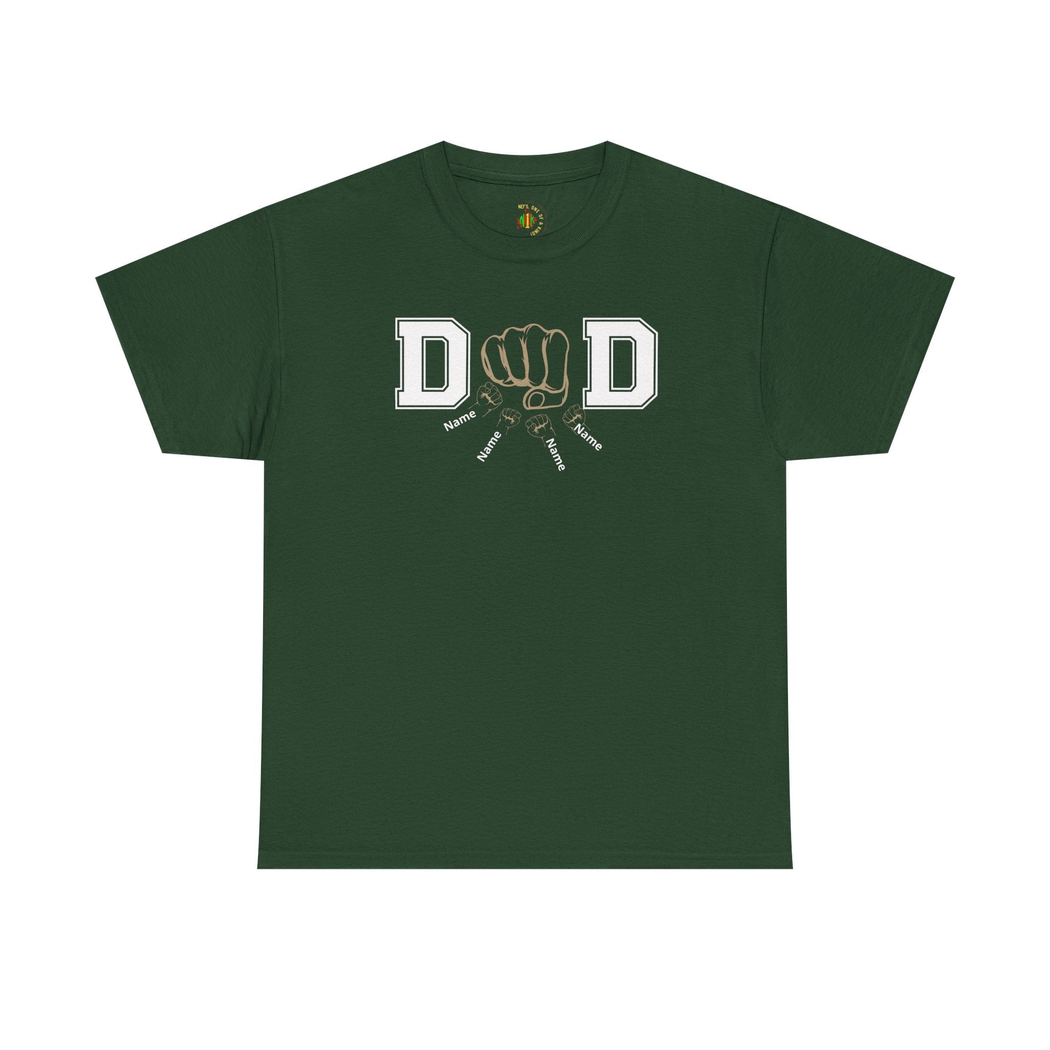 Dad Fist Bump T‑Shirt — Vintage Block Letter DAD Graphic Tee