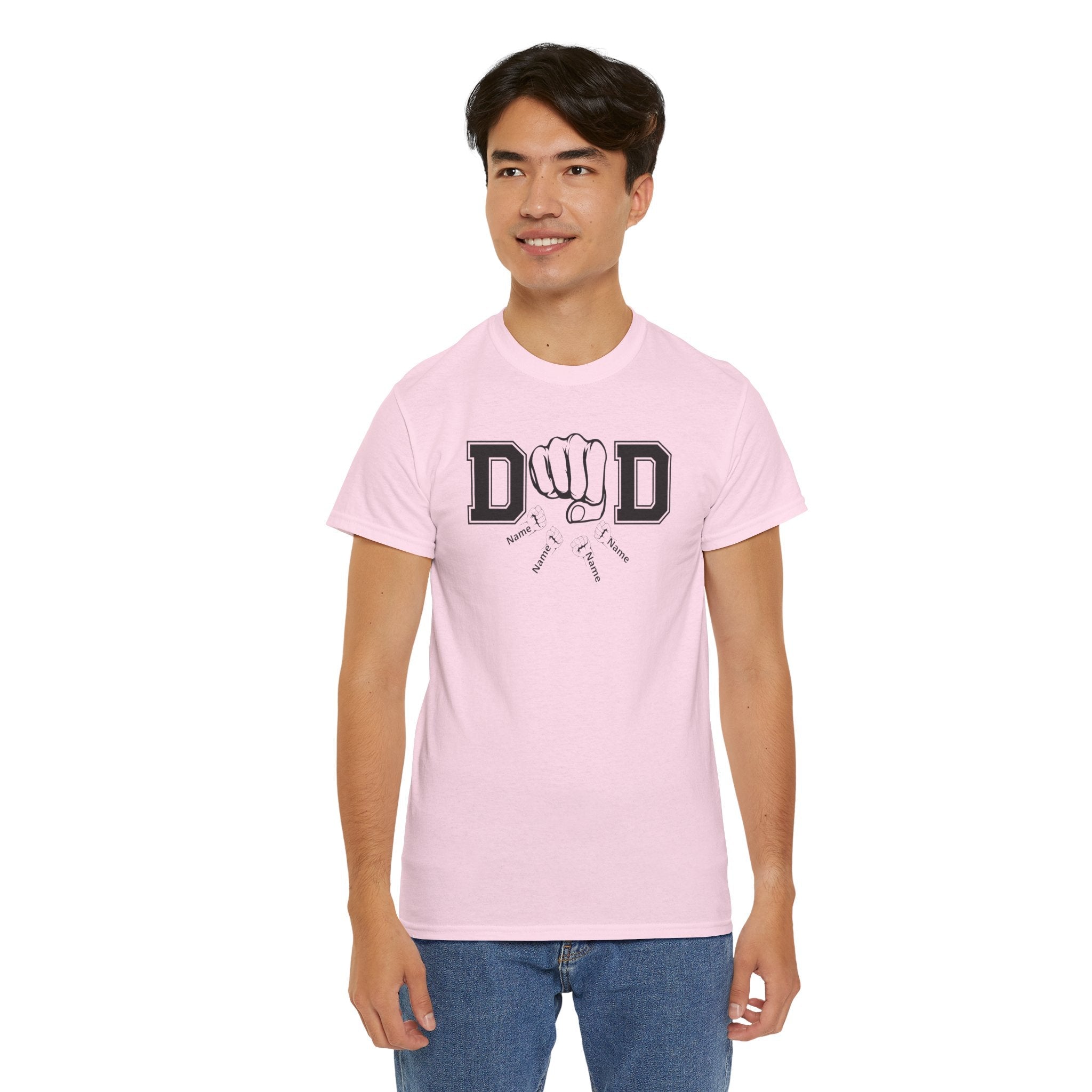 Dad Fist Bump T‑Shirt — Vintage Block Letter DAD Graphic Tee