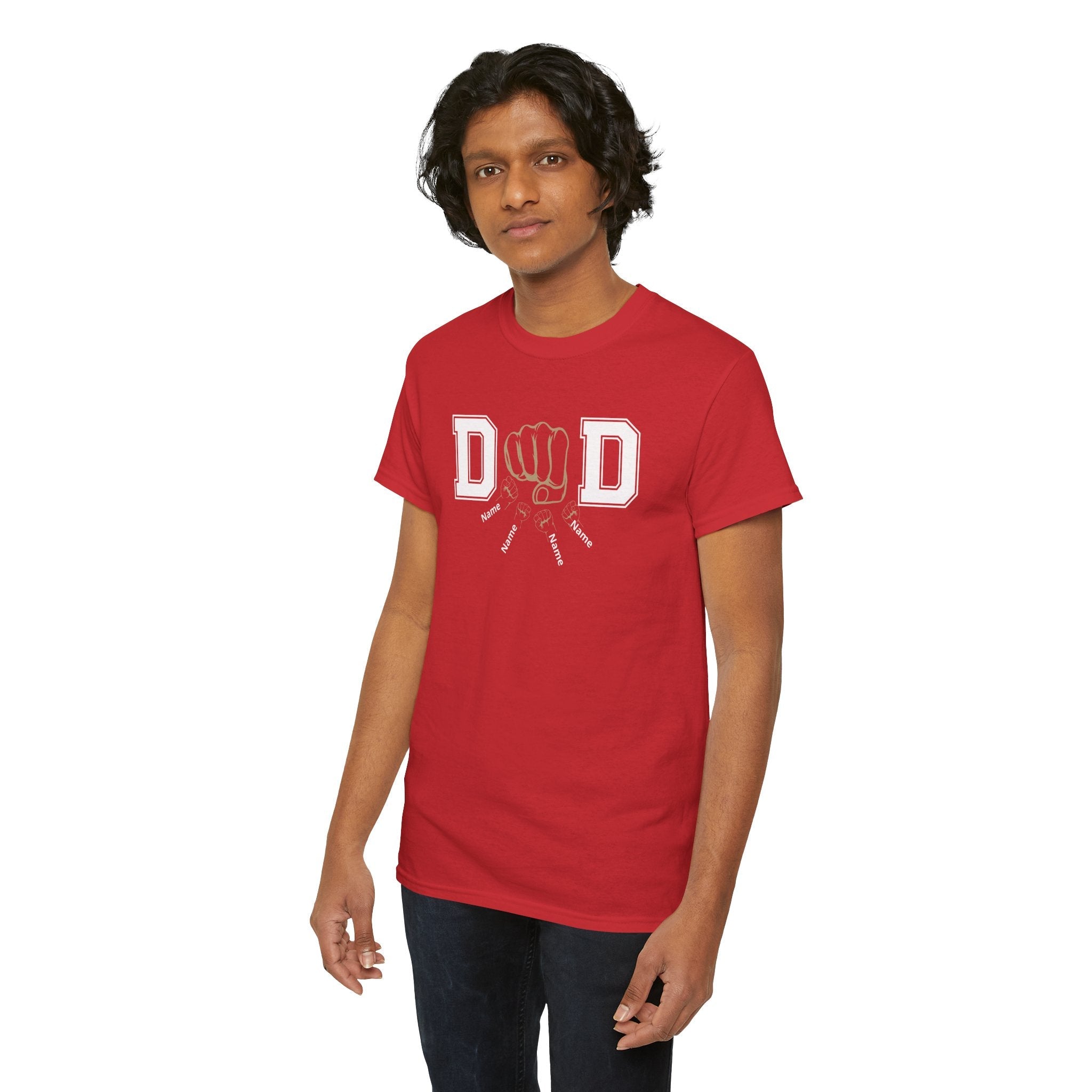 Dad Fist Bump T‑Shirt — Vintage Block Letter DAD Graphic Tee