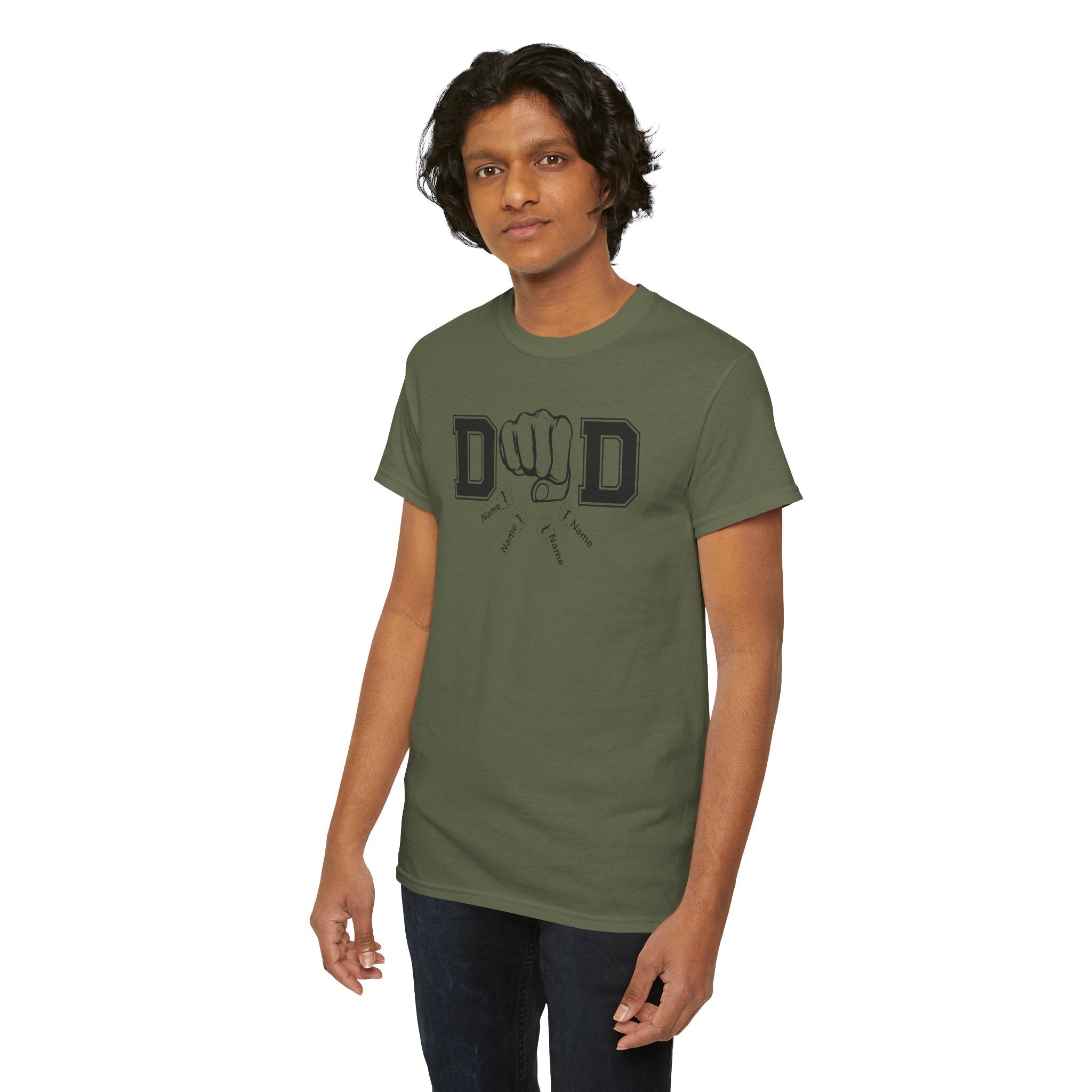 Dad Fist Bump T‑Shirt — Vintage Block Letter DAD Graphic Tee
