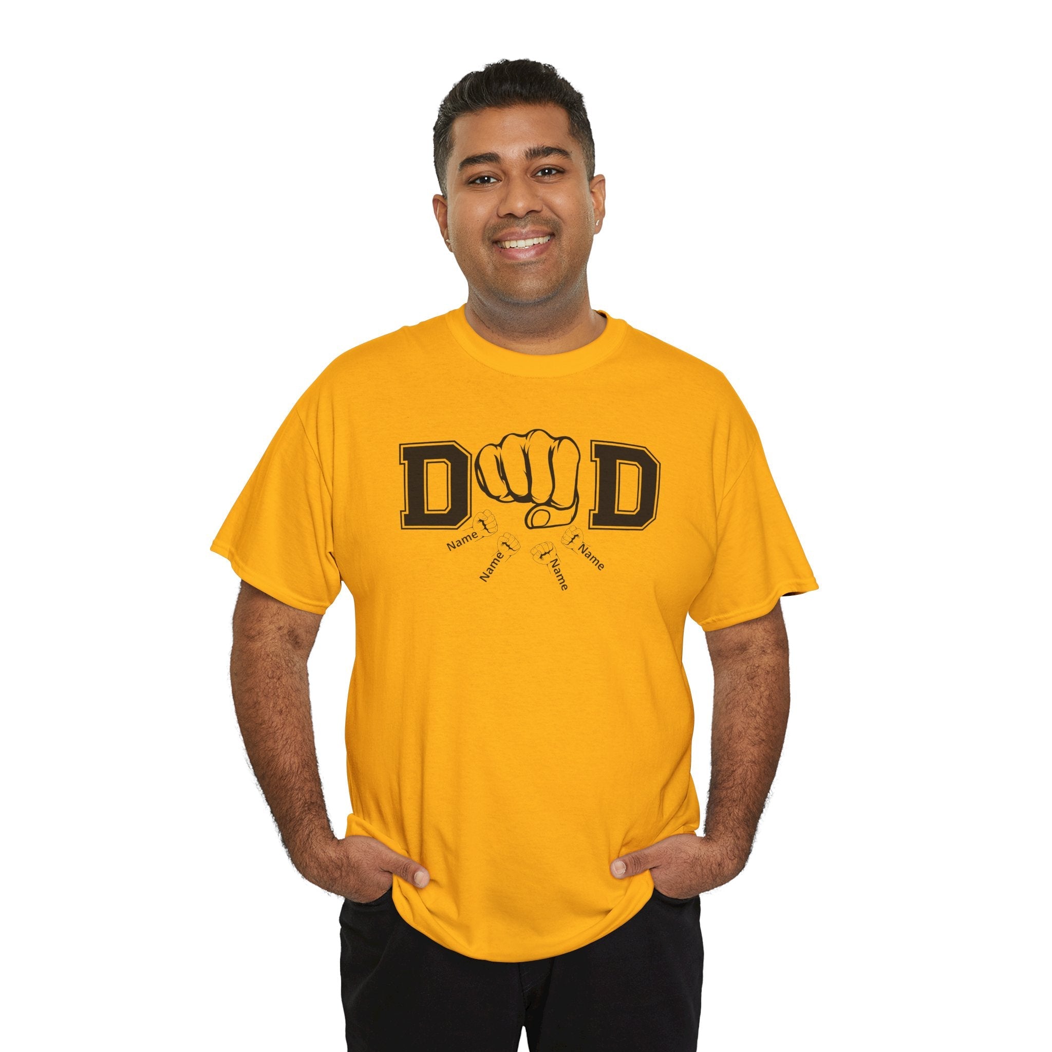 Dad Fist Bump T‑Shirt — Vintage Block Letter DAD Graphic Tee