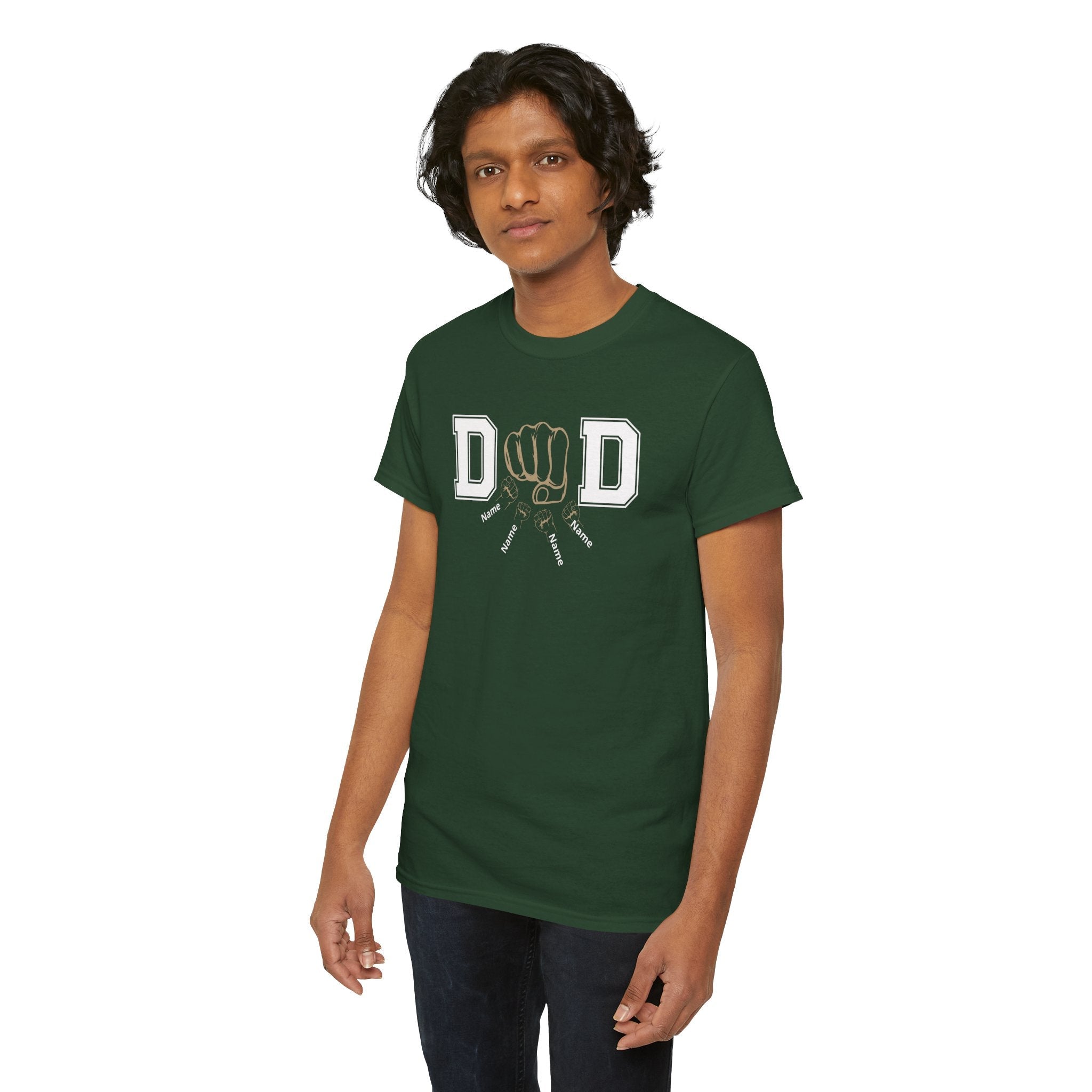 Dad Fist Bump T‑Shirt — Vintage Block Letter DAD Graphic Tee