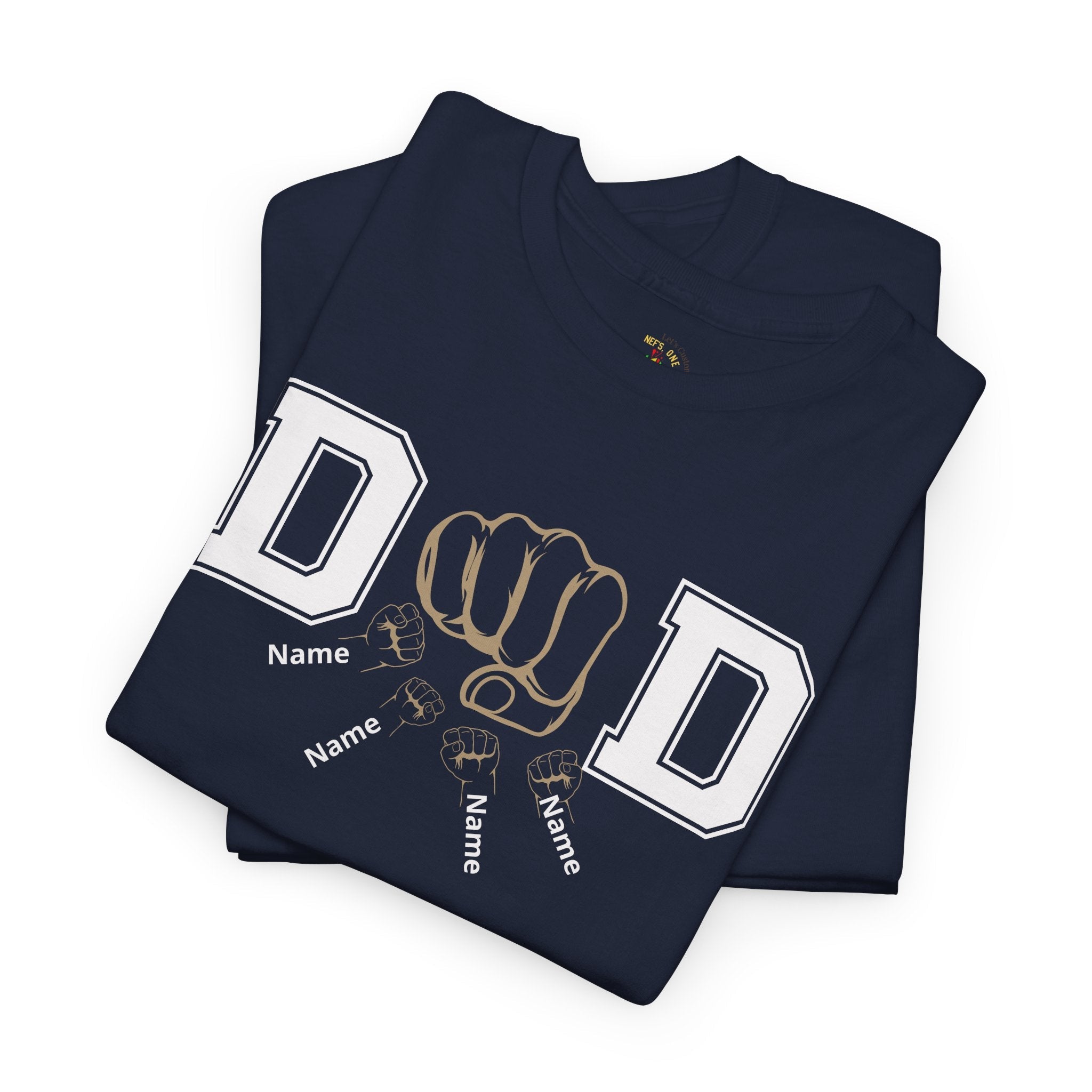 Dad Fist Bump T‑Shirt — Vintage Block Letter DAD Graphic Tee
