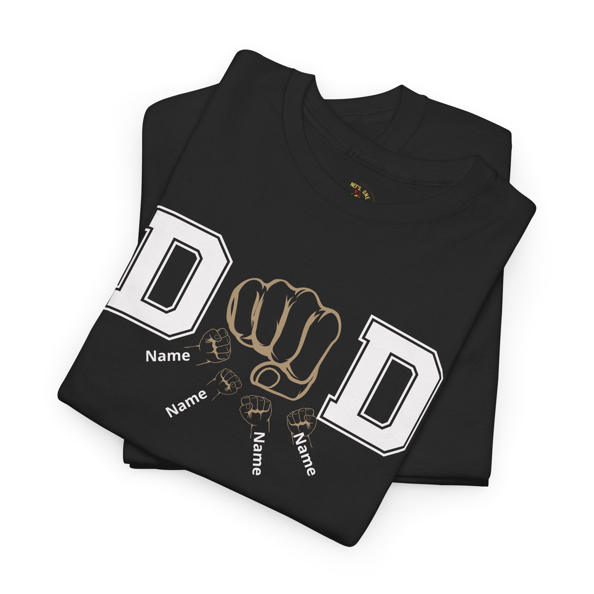 Dad Fist Bump T‑Shirt — Vintage Block Letter DAD Graphic Tee