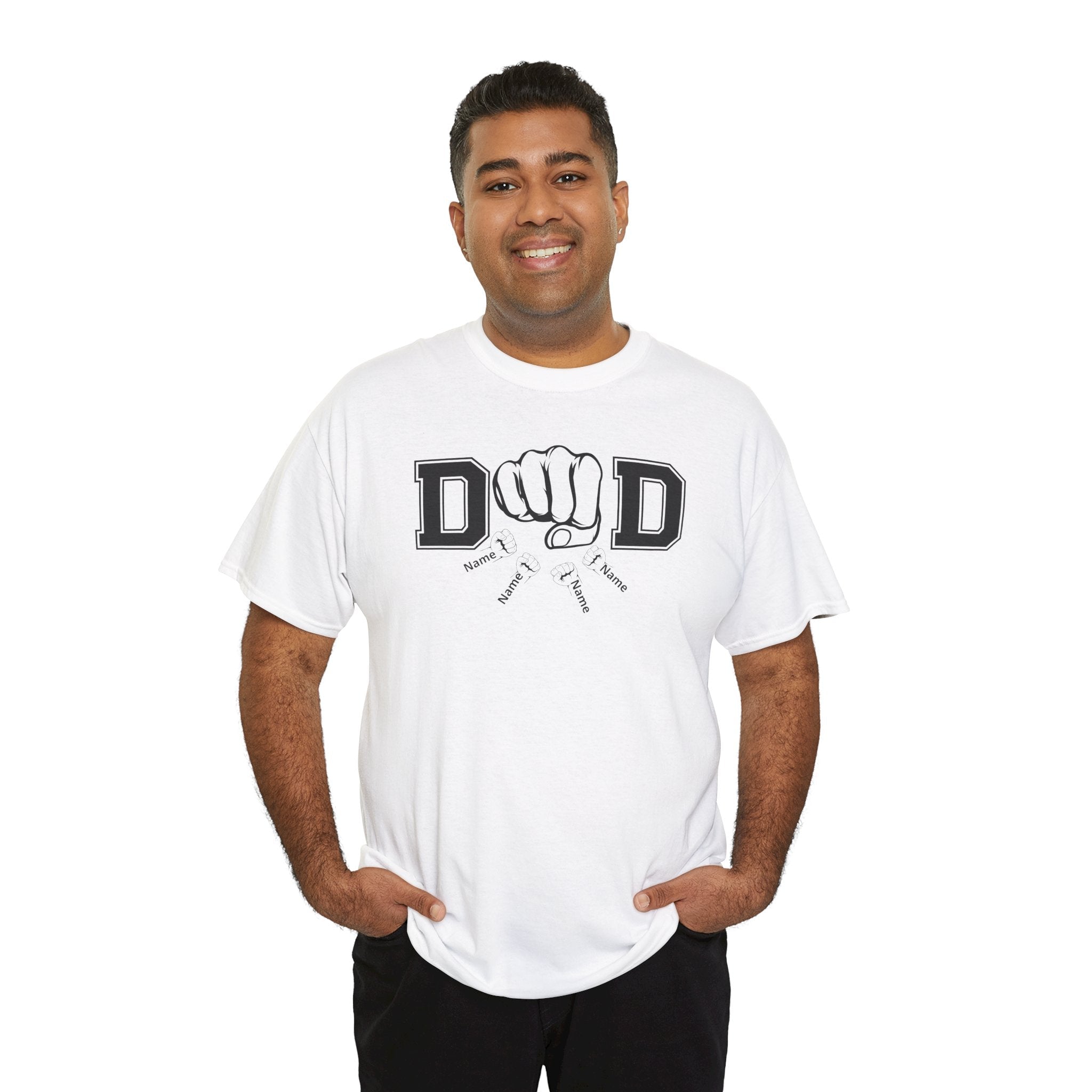 Dad Fist Bump T‑Shirt — Vintage Block Letter DAD Graphic Tee