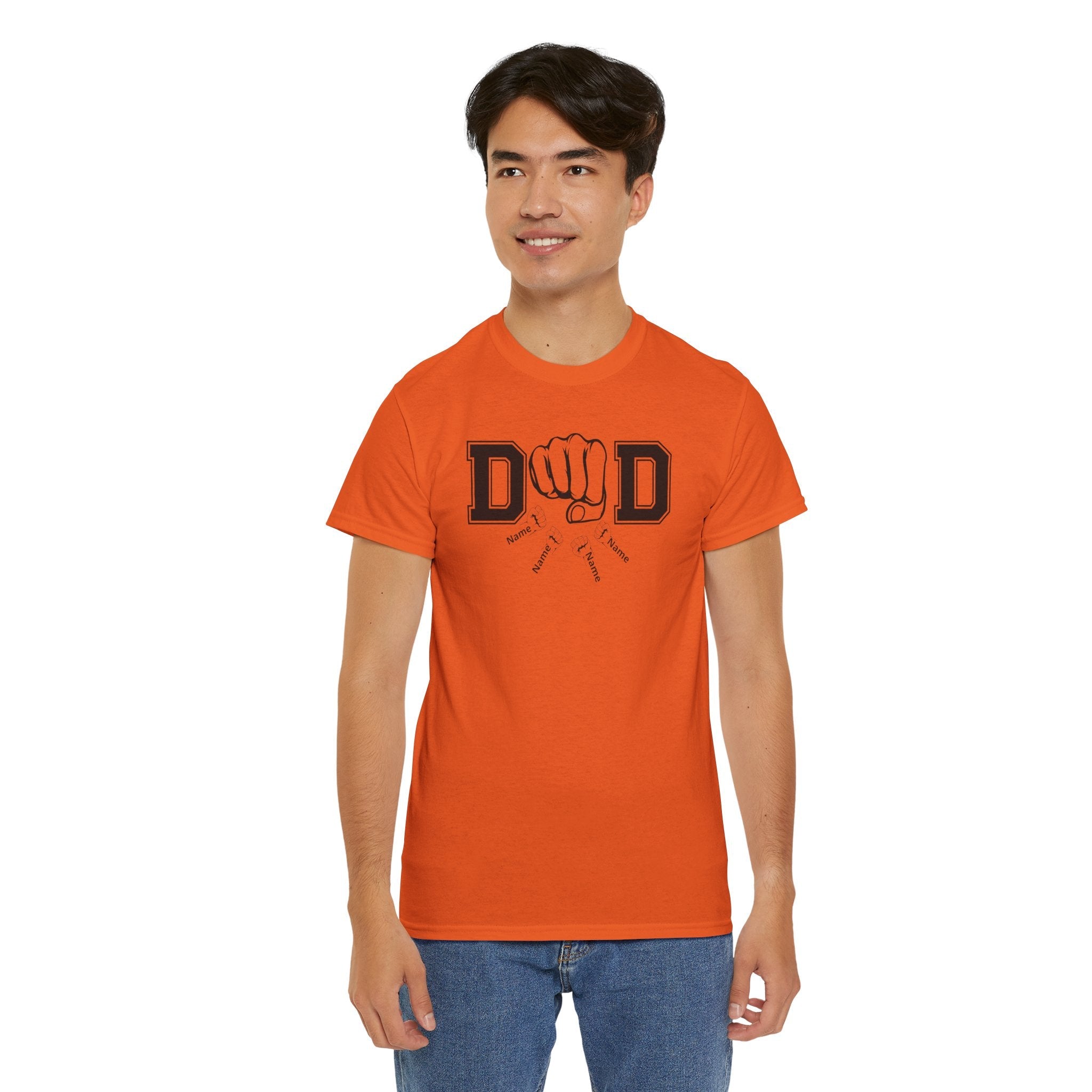 Dad Fist Bump T‑Shirt — Vintage Block Letter DAD Graphic Tee
