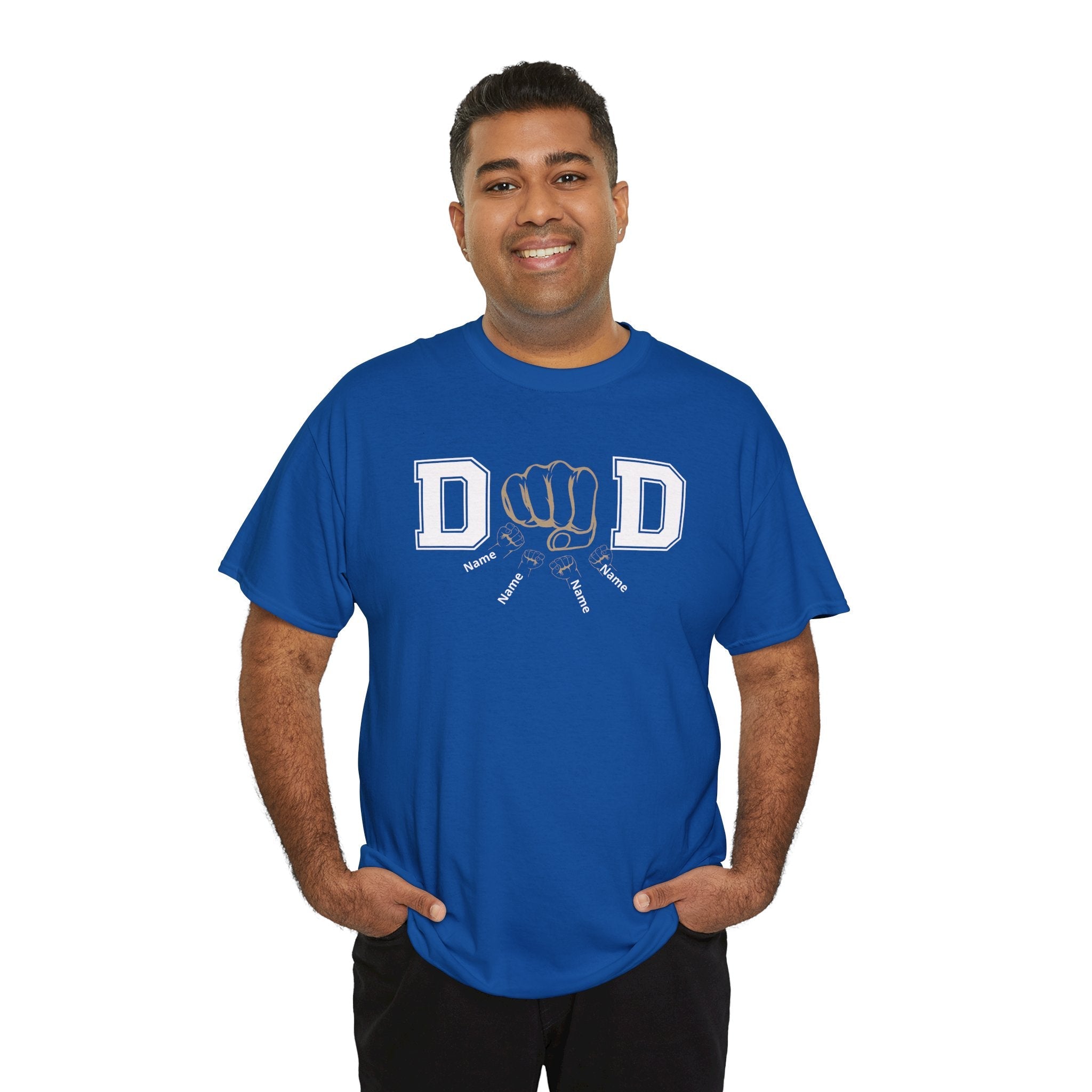Dad Fist Bump T‑Shirt — Vintage Block Letter DAD Graphic Tee