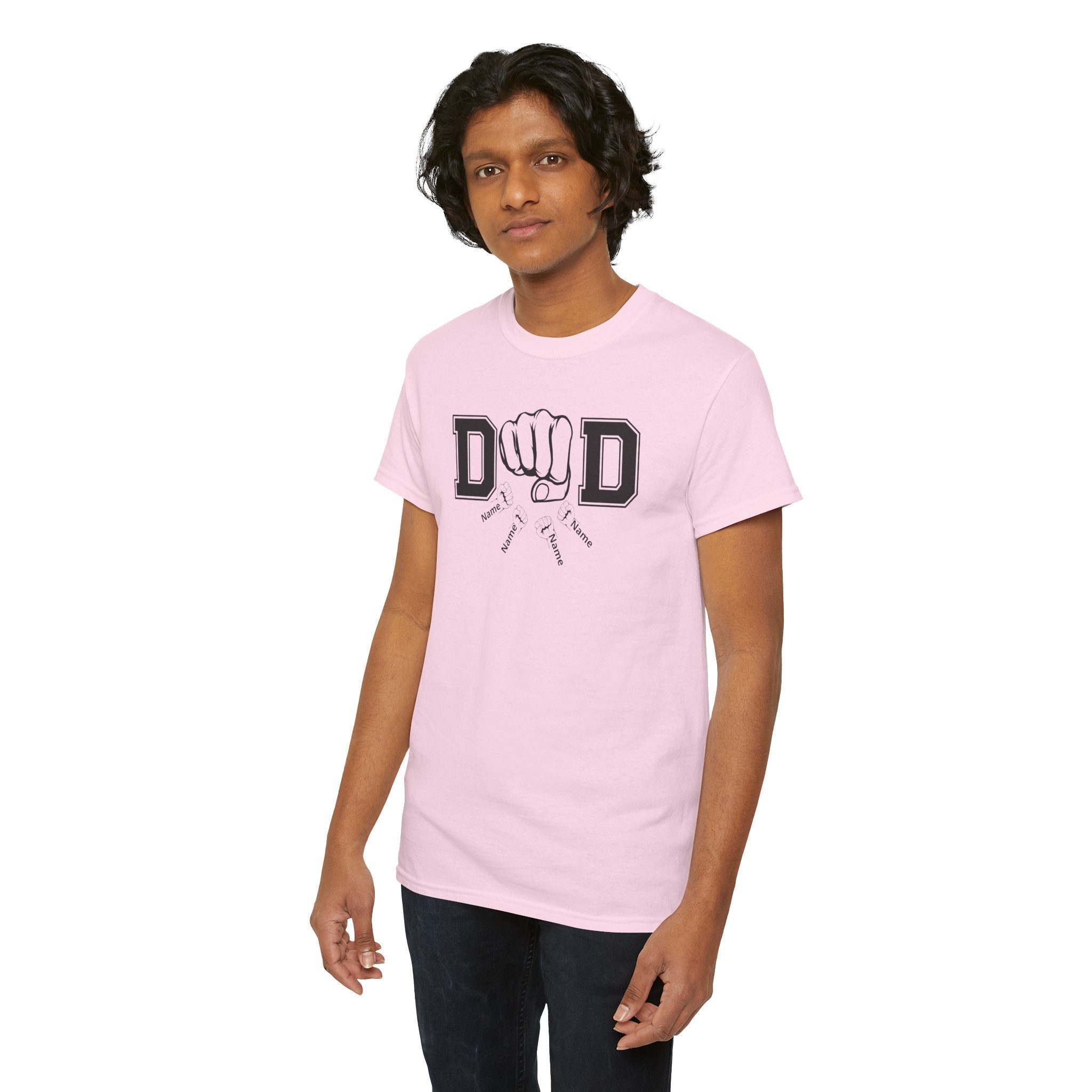 Dad Fist Bump T‑Shirt — Vintage Block Letter DAD Graphic Tee