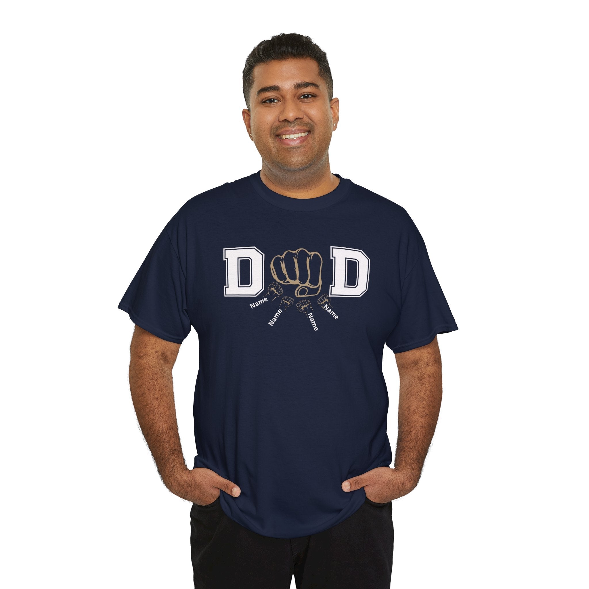 Dad Fist Bump T‑Shirt — Vintage Block Letter DAD Graphic Tee