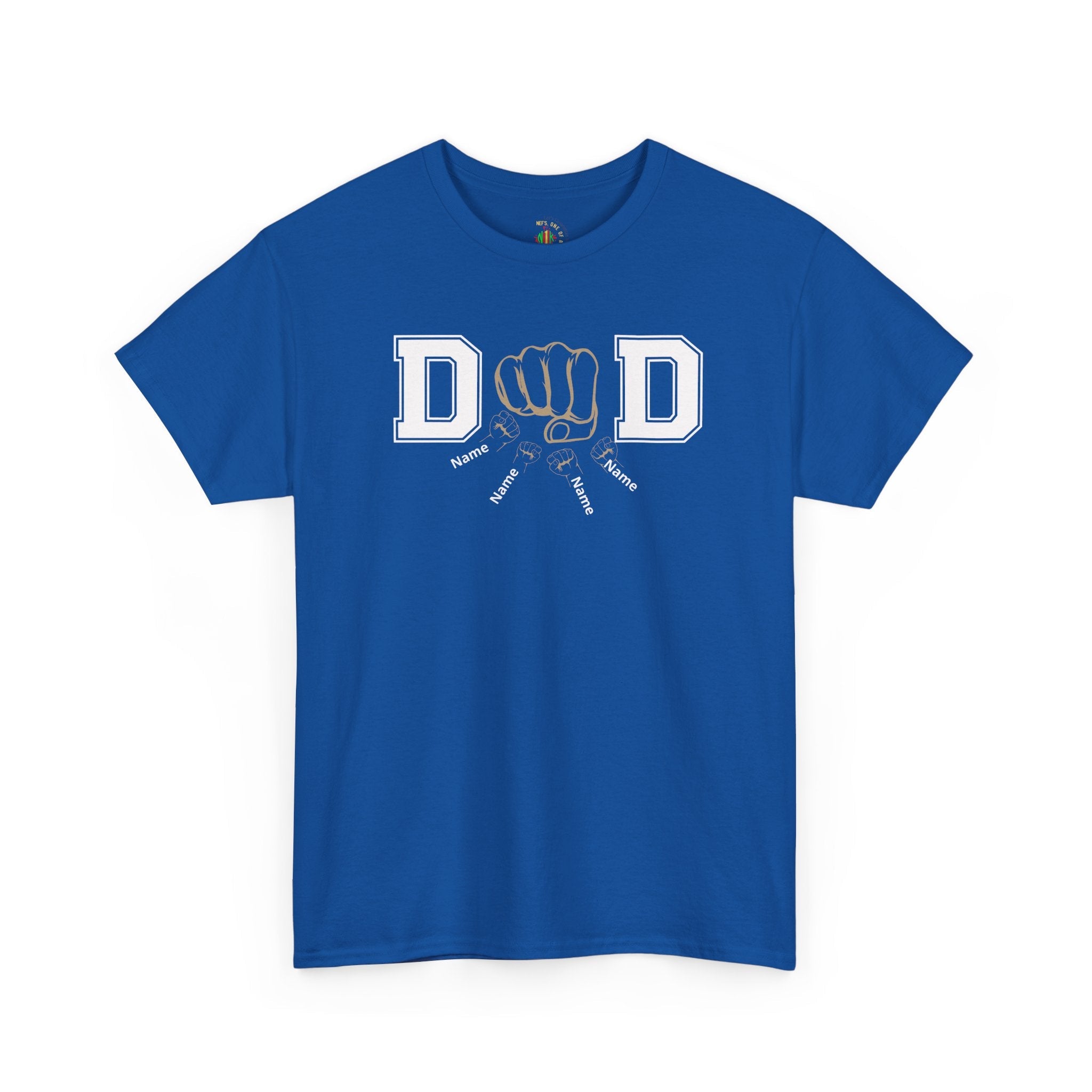 Dad Fist Bump T‑Shirt — Vintage Block Letter DAD Graphic Tee