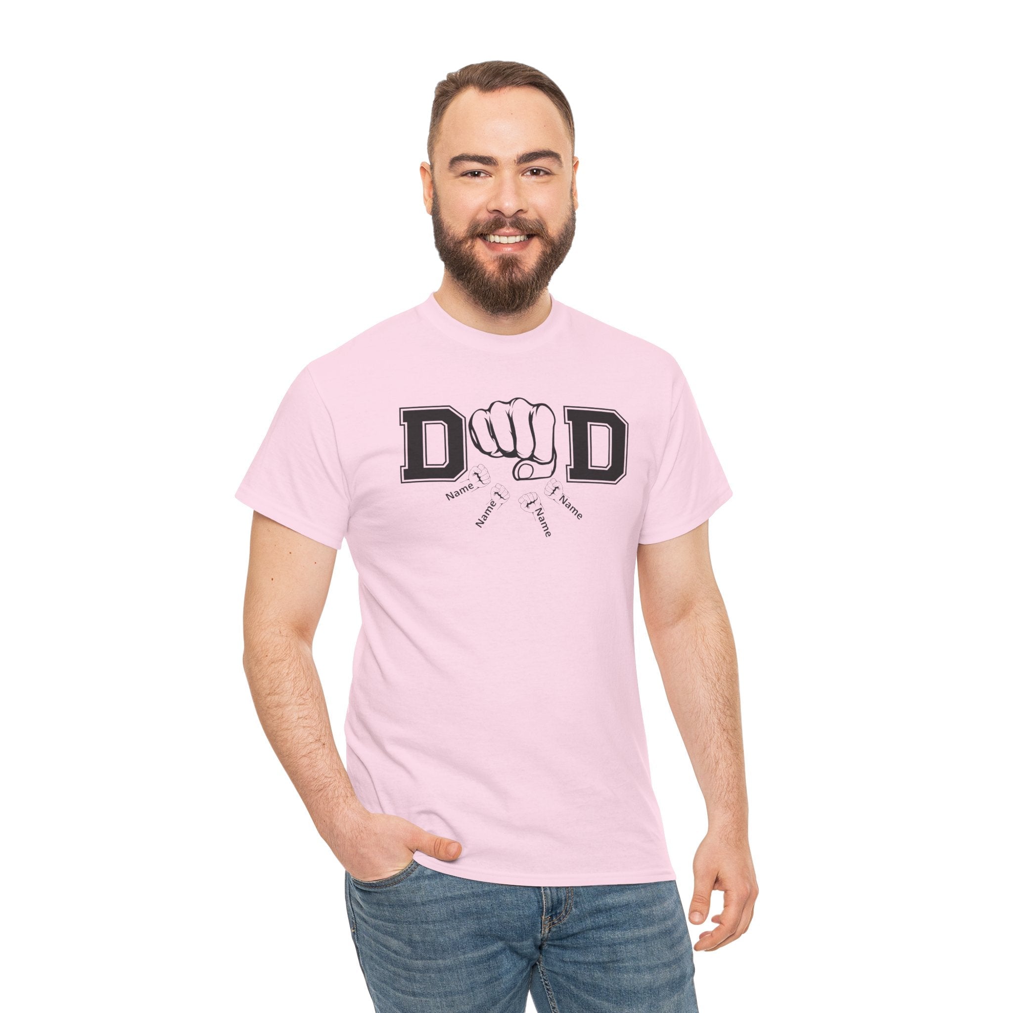 Dad Fist Bump T‑Shirt — Vintage Block Letter DAD Graphic Tee