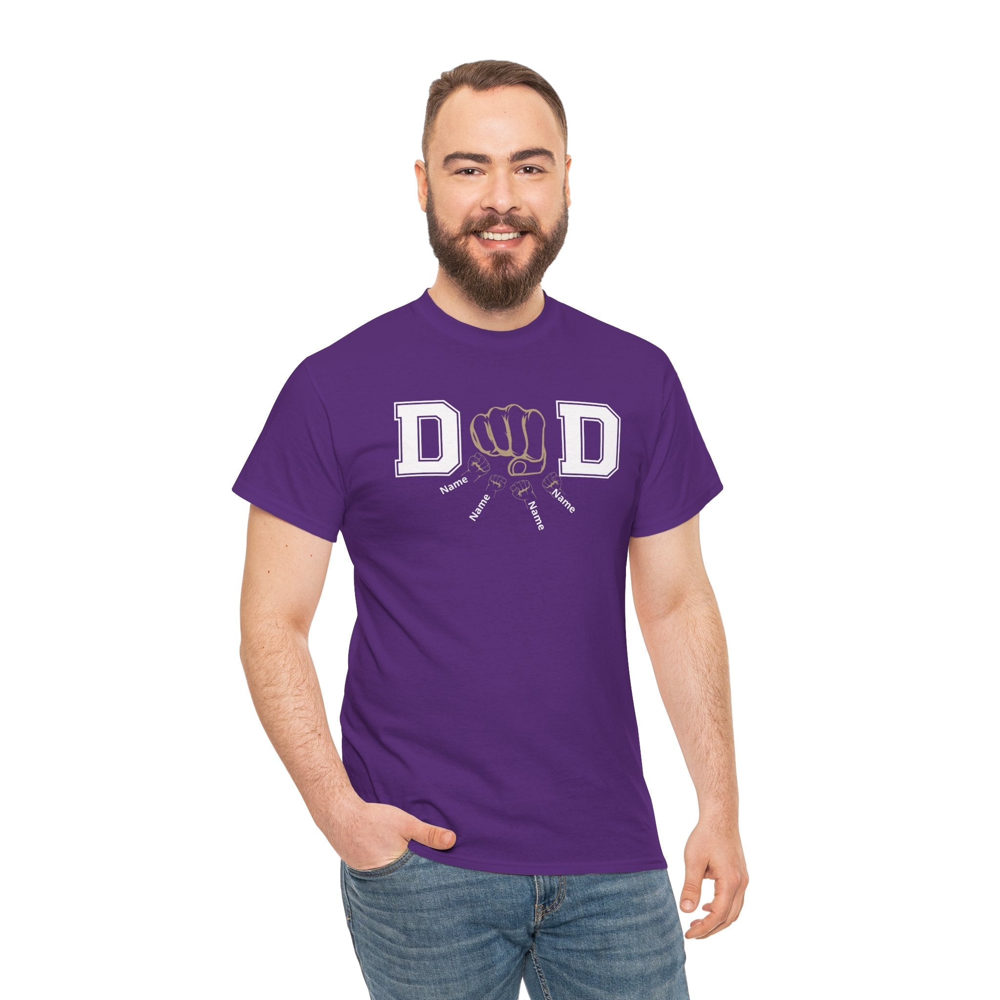 Dad Fist Bump T‑Shirt — Vintage Block Letter DAD Graphic Tee