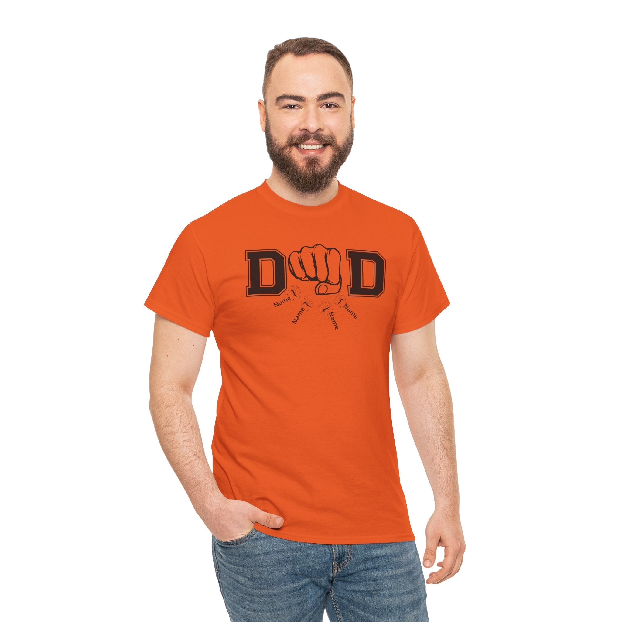 Dad Fist Bump T‑Shirt — Vintage Block Letter DAD Graphic Tee