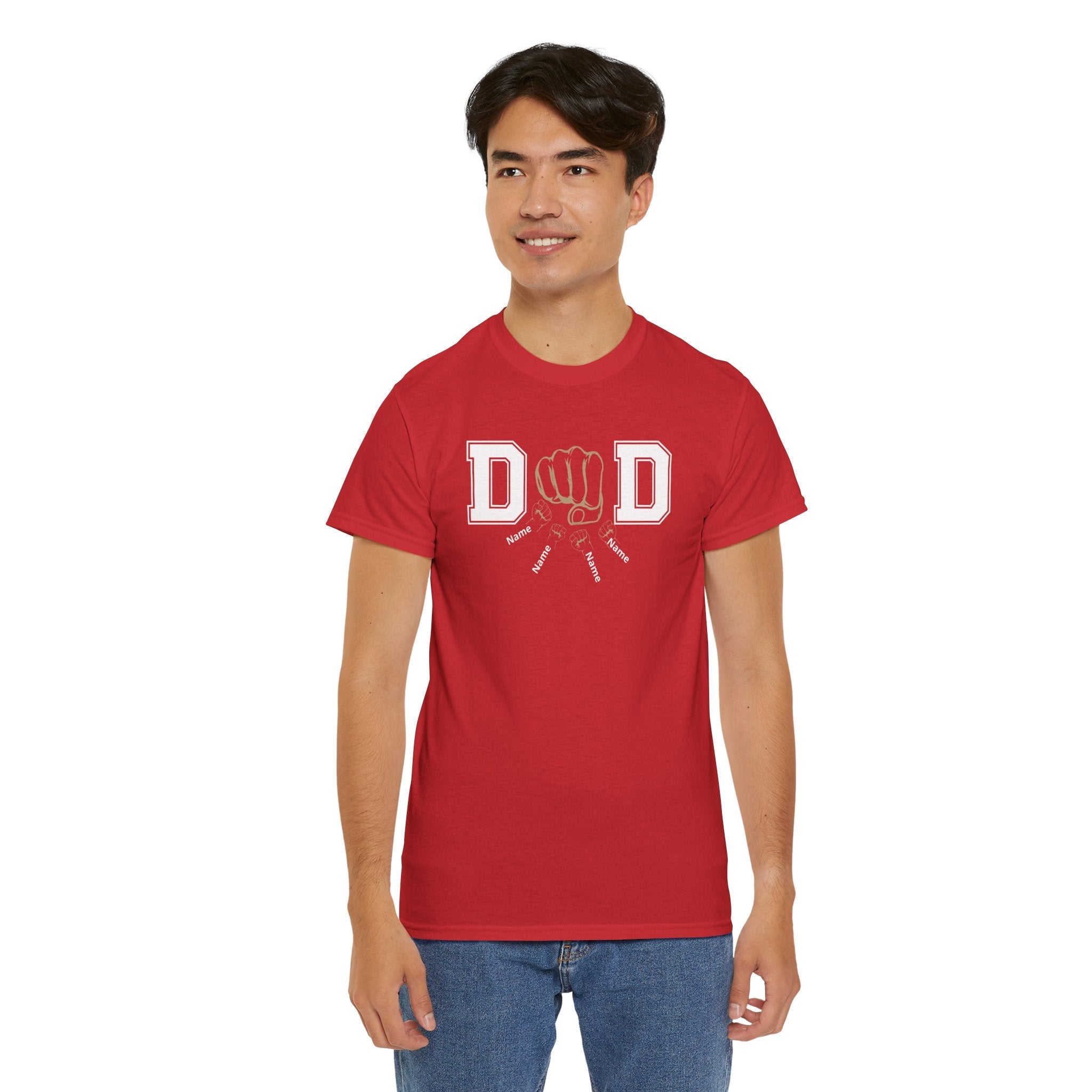 Dad Fist Bump T‑Shirt — Vintage Block Letter DAD Graphic Tee