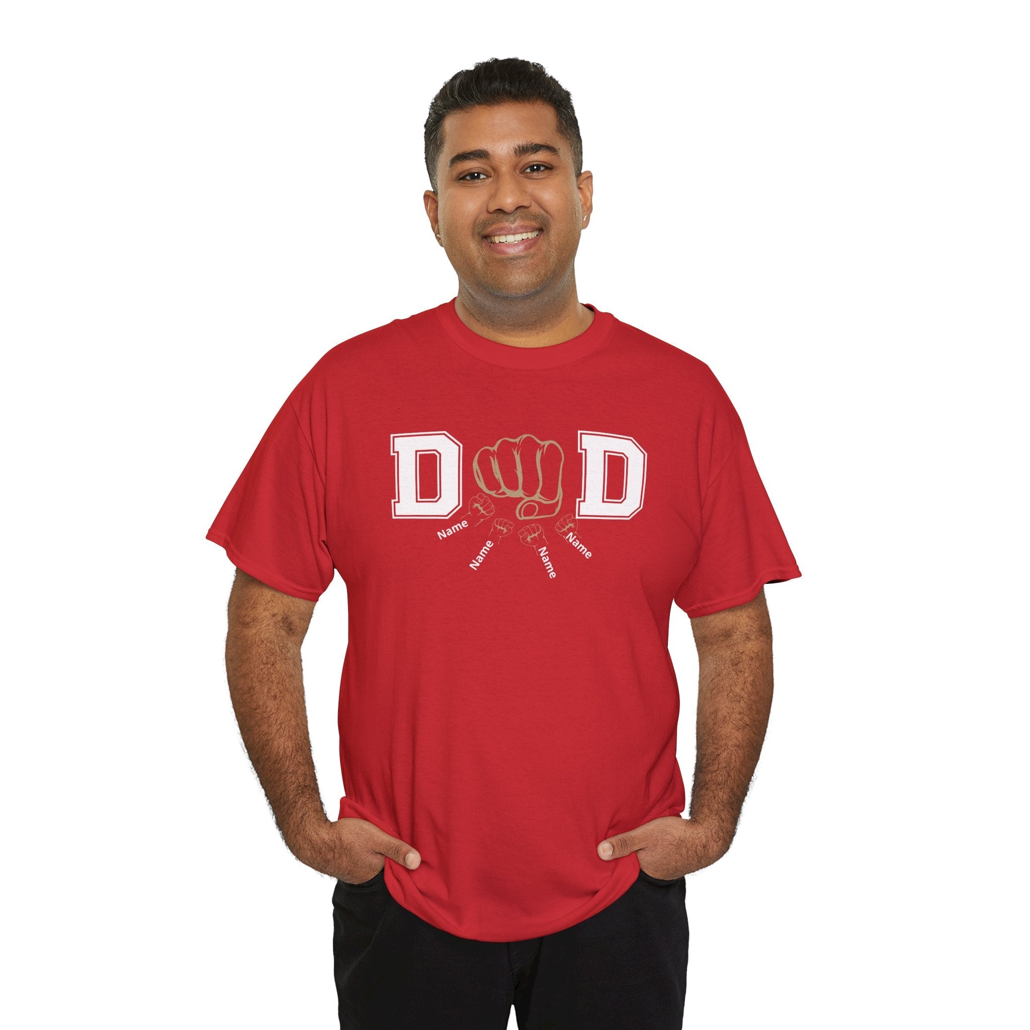 Dad Fist Bump T‑Shirt — Vintage Block Letter DAD Graphic Tee