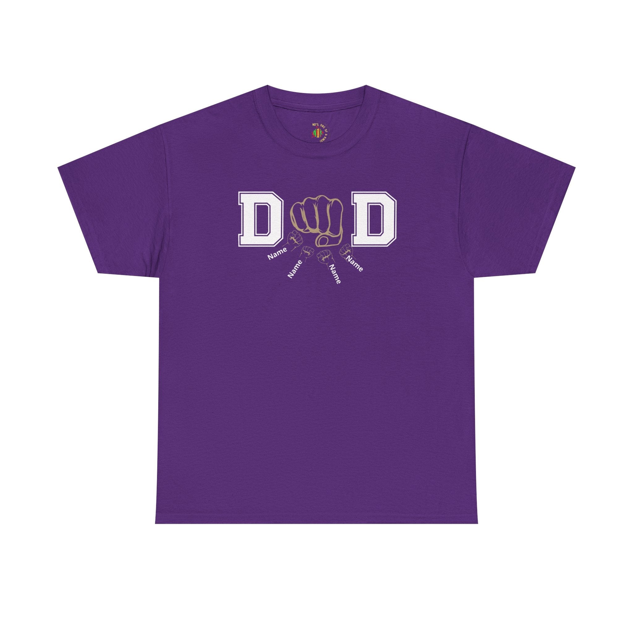 Dad Fist Bump T‑Shirt — Vintage Block Letter DAD Graphic Tee