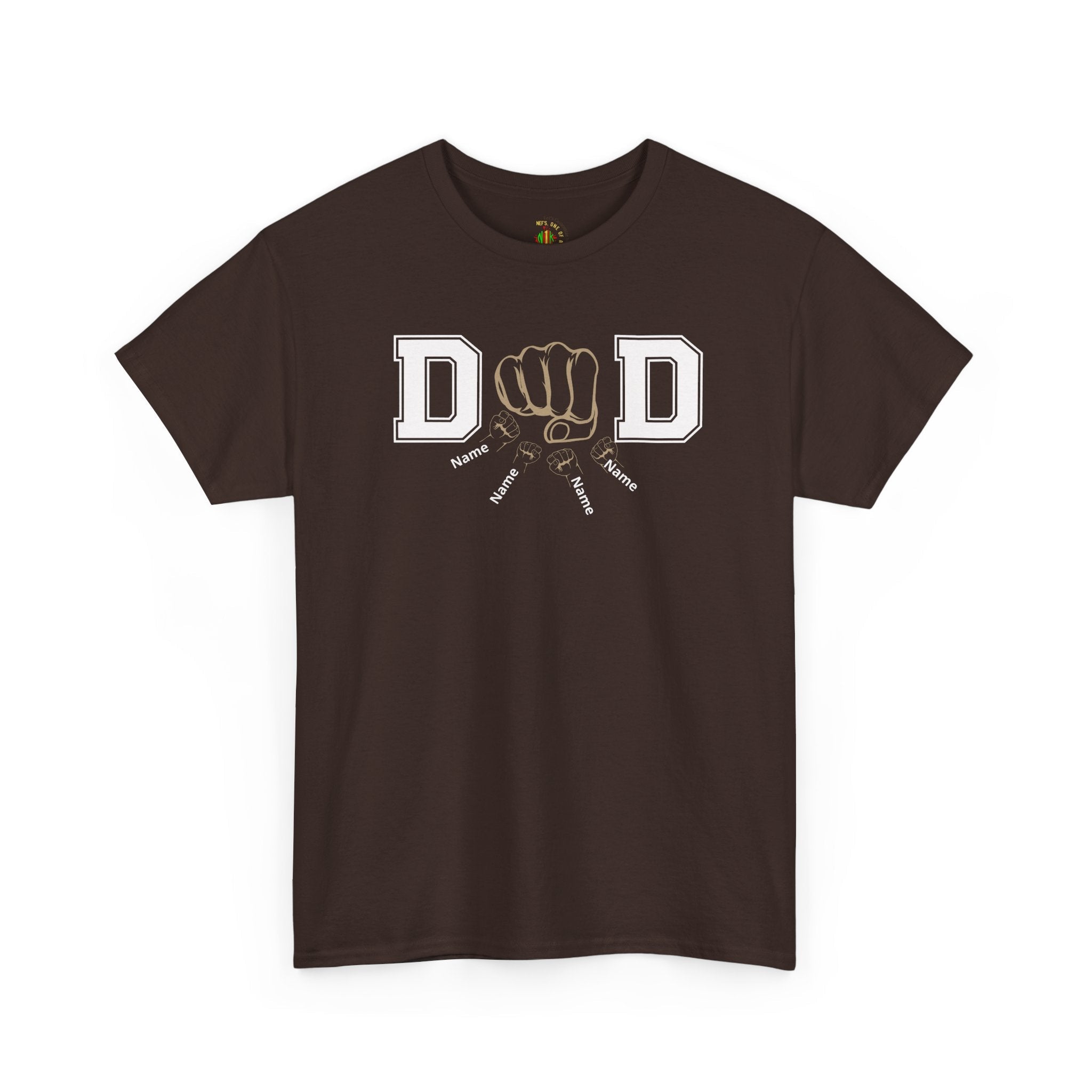 Dad Fist Bump T‑Shirt — Vintage Block Letter DAD Graphic Tee