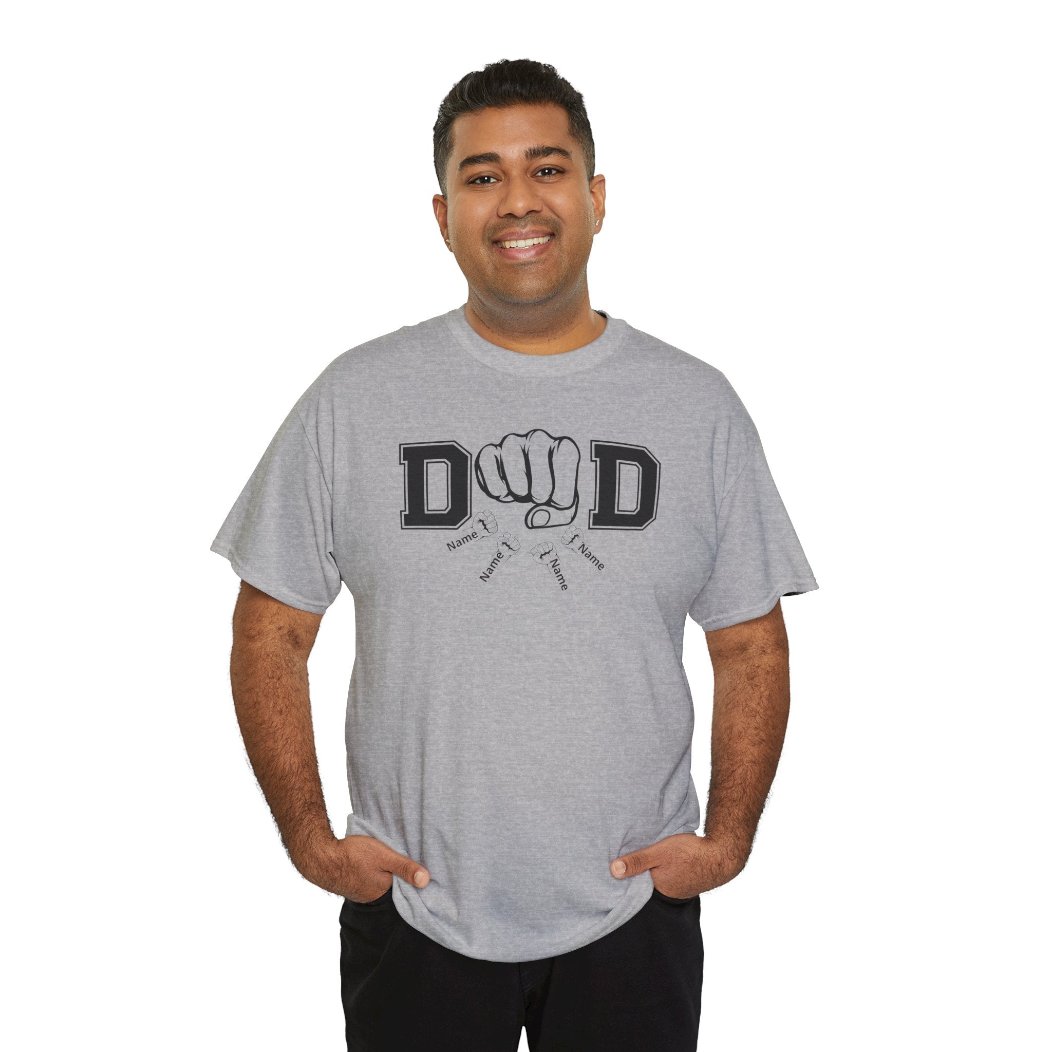 Dad Fist Bump T‑Shirt — Vintage Block Letter DAD Graphic Tee
