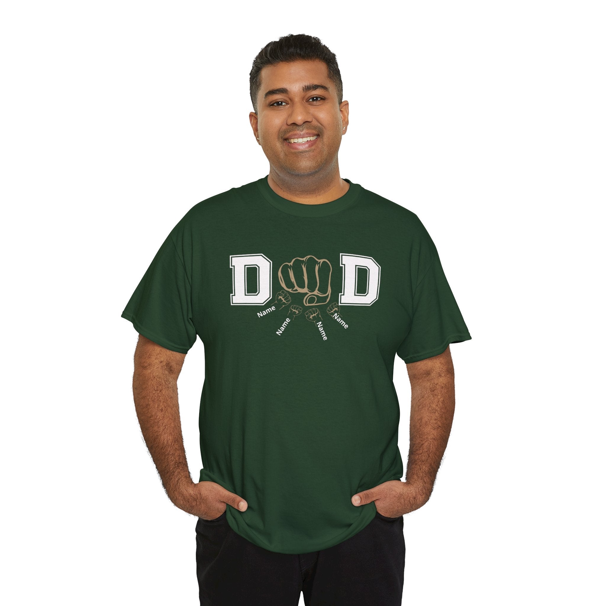 Dad Fist Bump T‑Shirt — Vintage Block Letter DAD Graphic Tee