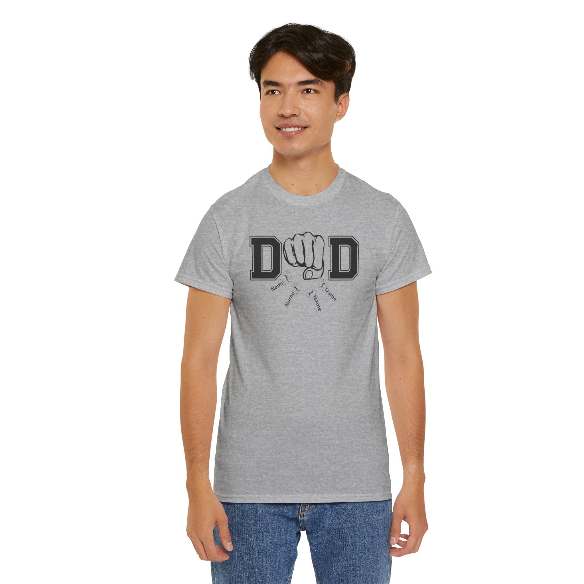 Dad Fist Bump T‑Shirt — Vintage Block Letter DAD Graphic Tee