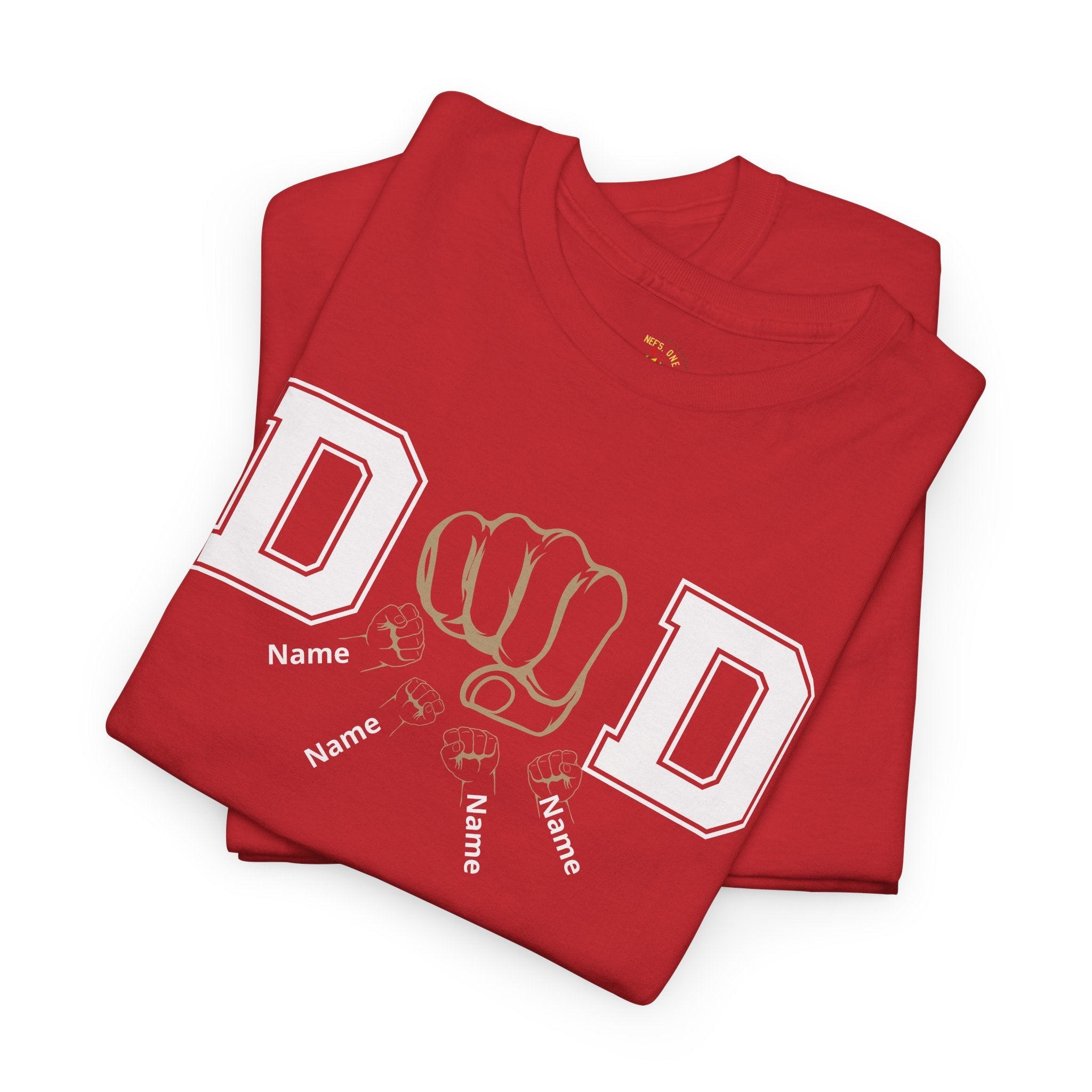 Dad Fist Bump T‑Shirt — Vintage Block Letter DAD Graphic Tee
