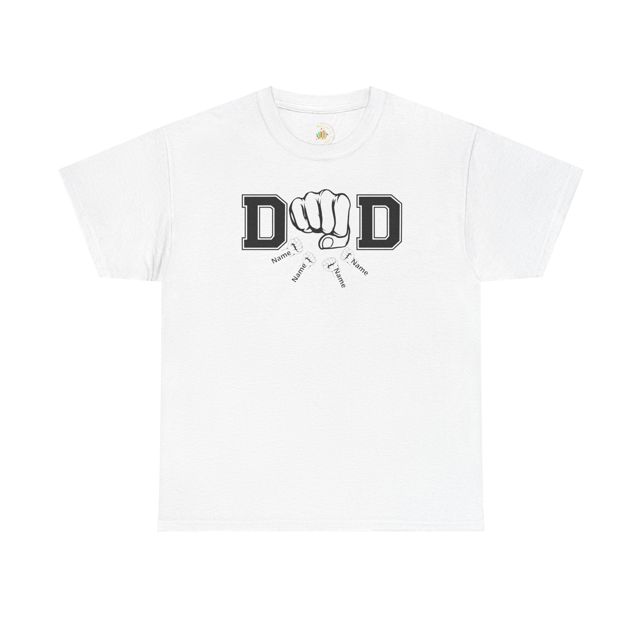 Dad Fist Bump T‑Shirt — Vintage Block Letter DAD Graphic Tee