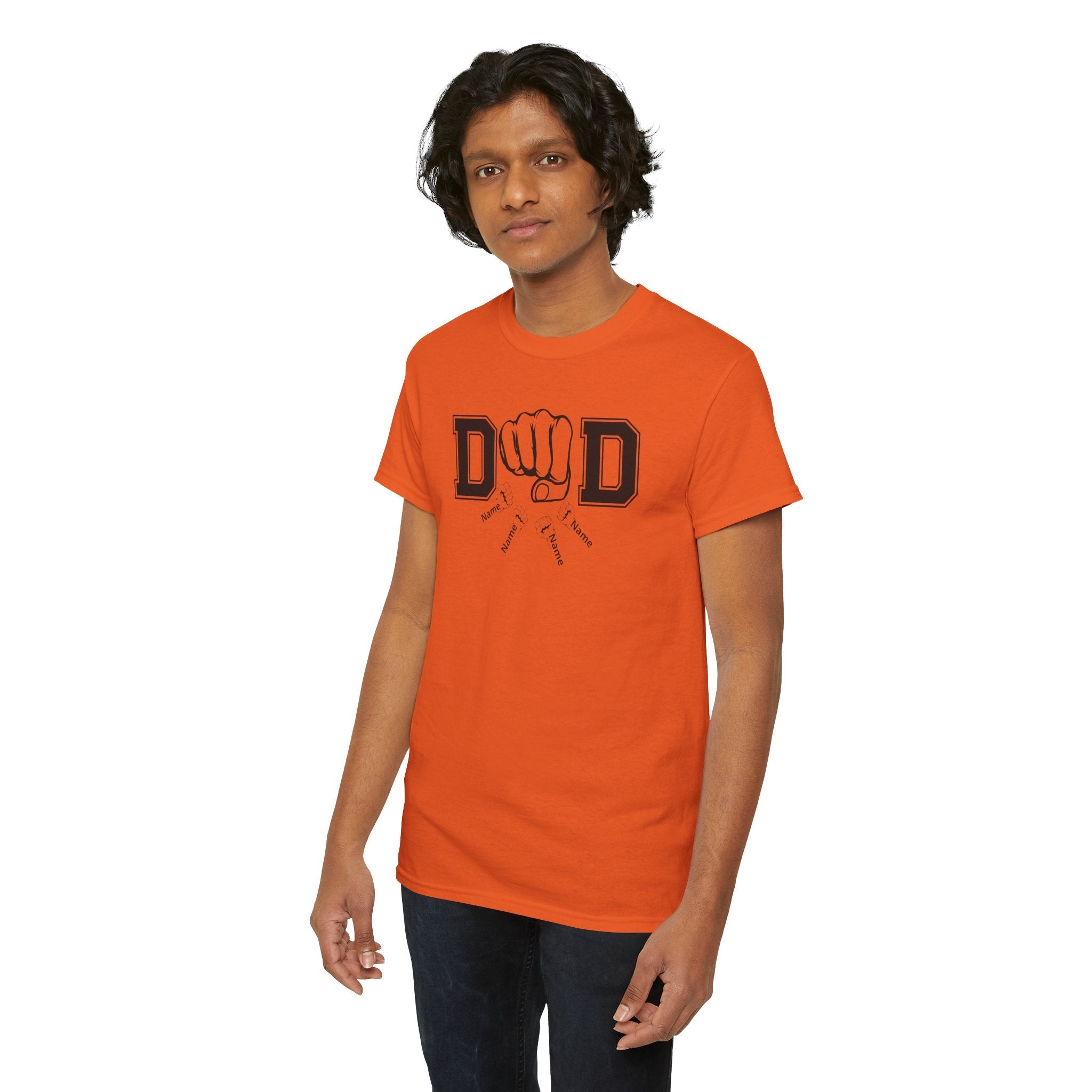 Dad Fist Bump T‑Shirt — Vintage Block Letter DAD Graphic Tee