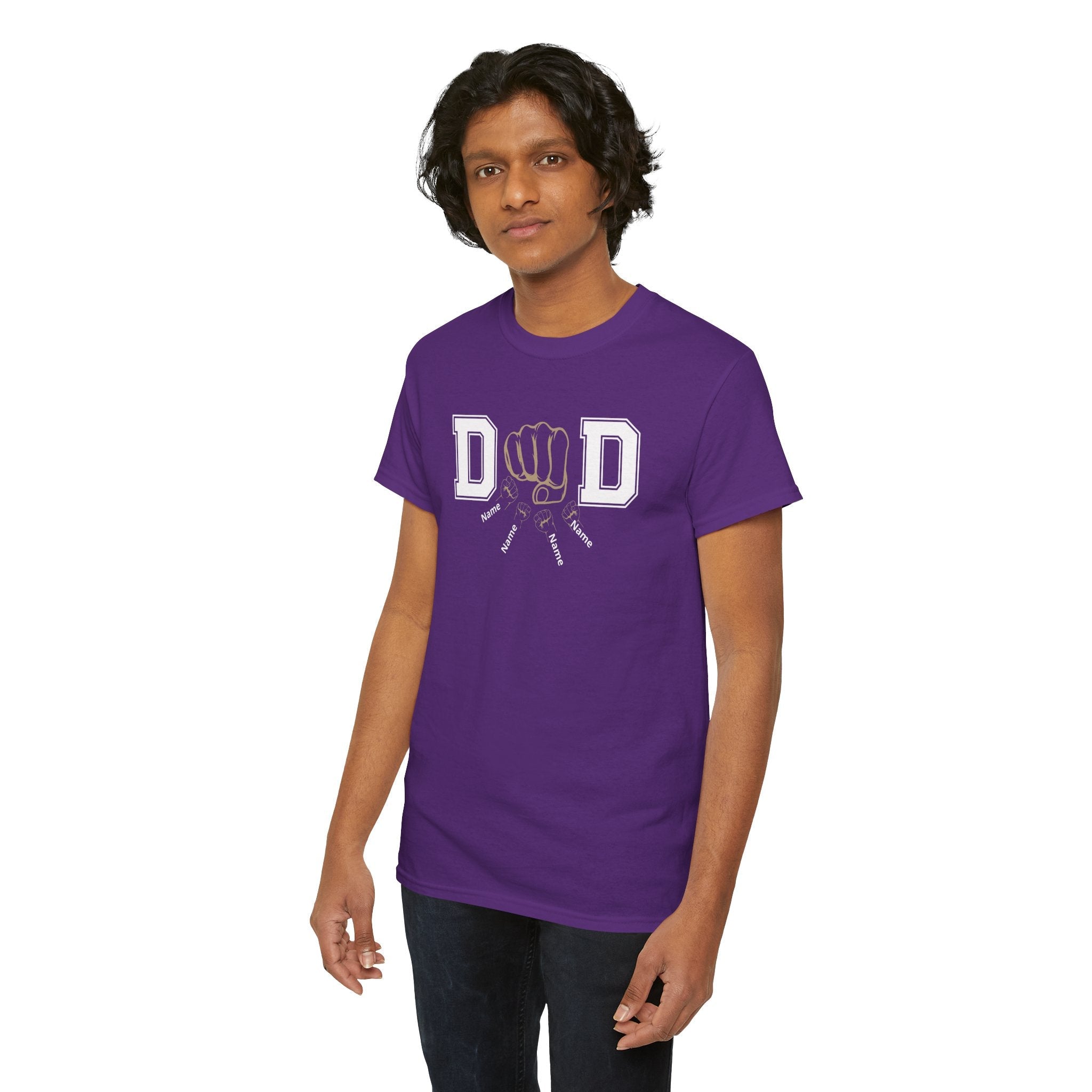 Dad Fist Bump T‑Shirt — Vintage Block Letter DAD Graphic Tee