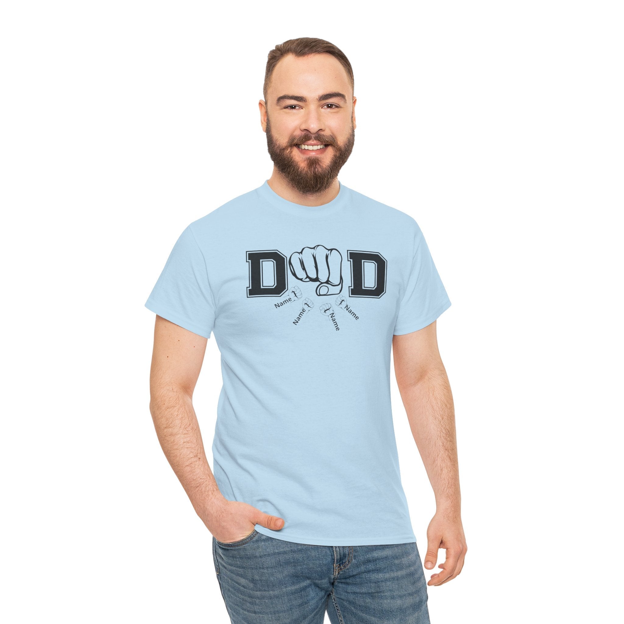 Dad Fist Bump T‑Shirt — Vintage Block Letter DAD Graphic Tee