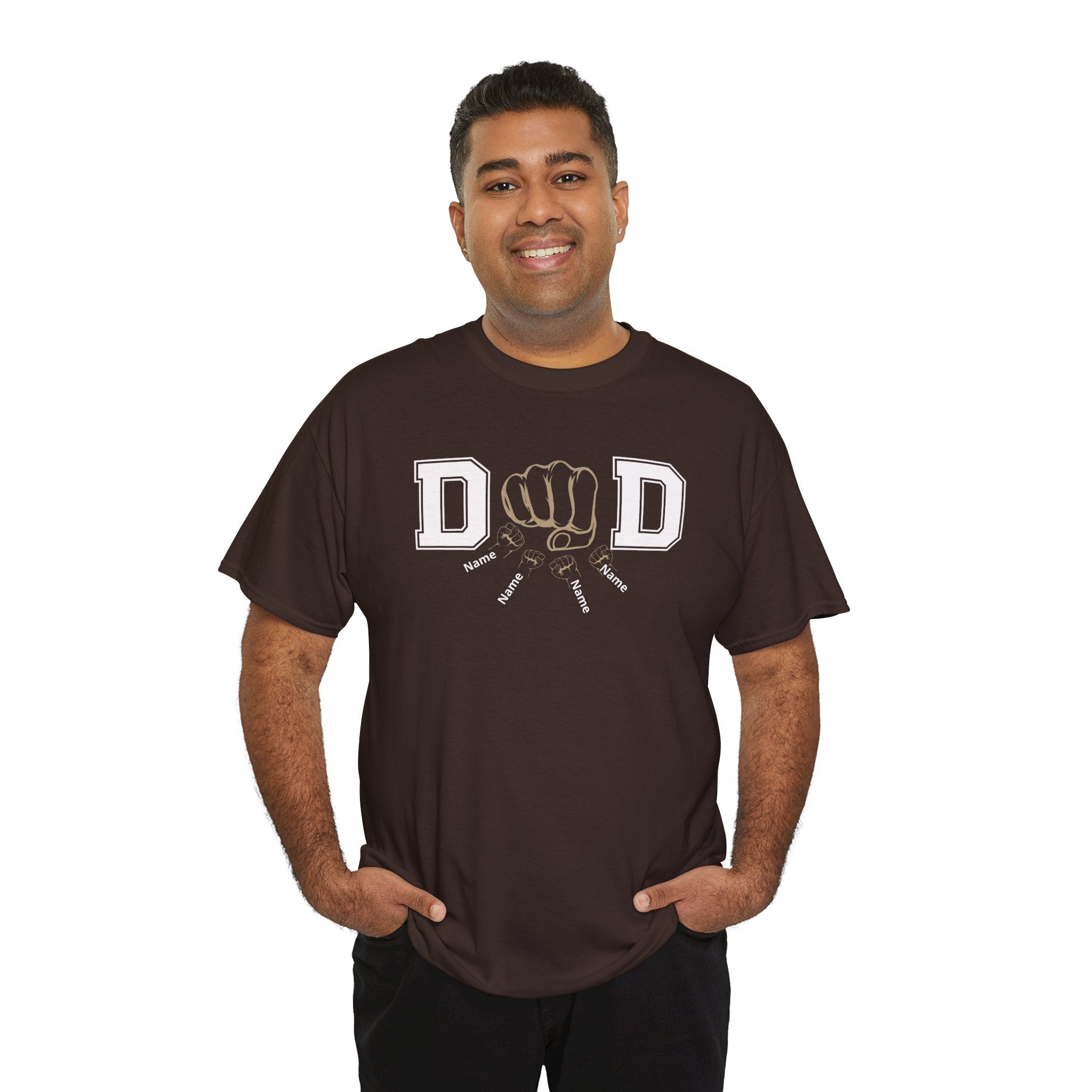 Dad Fist Bump T‑Shirt — Vintage Block Letter DAD Graphic Tee