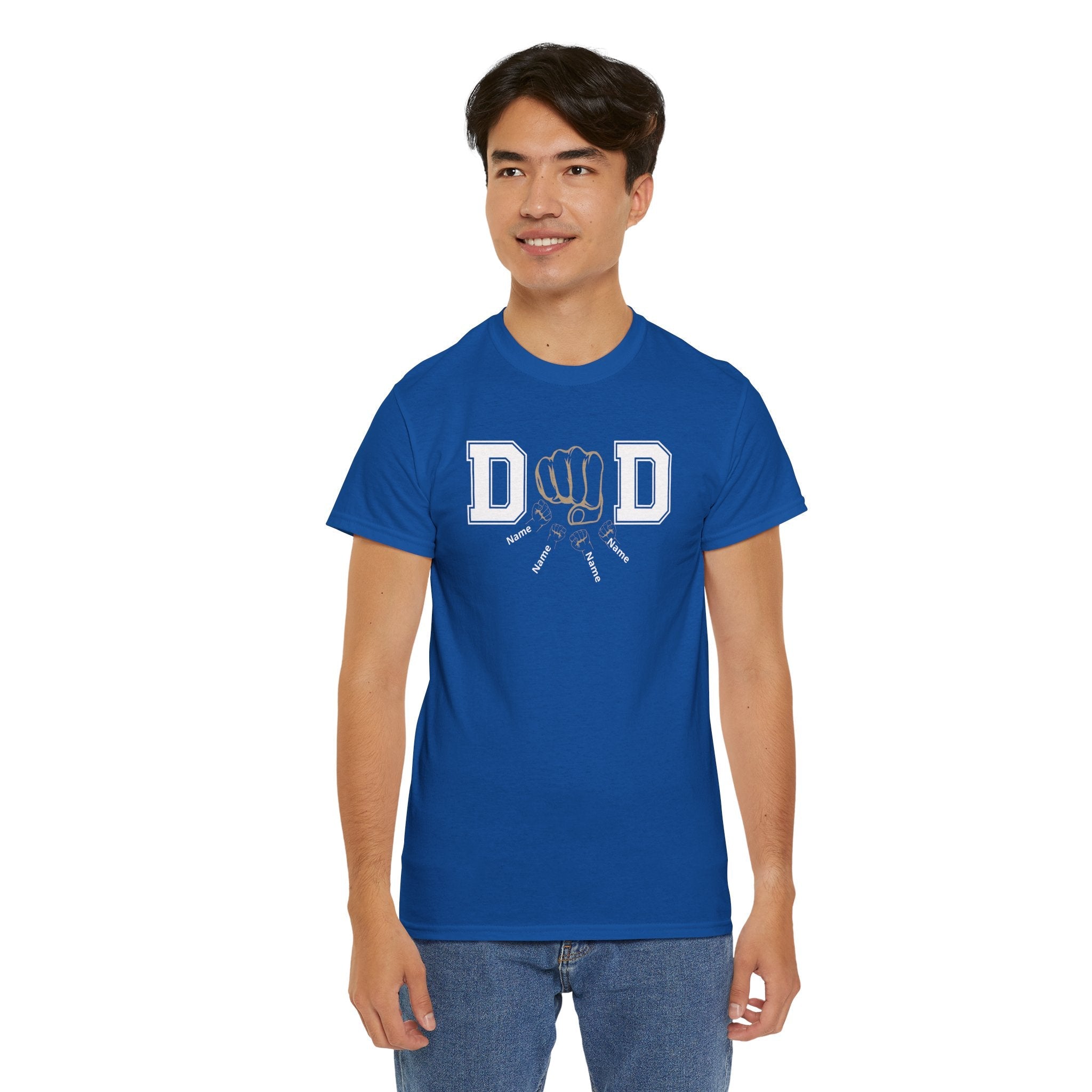 Dad Fist Bump T‑Shirt — Vintage Block Letter DAD Graphic Tee