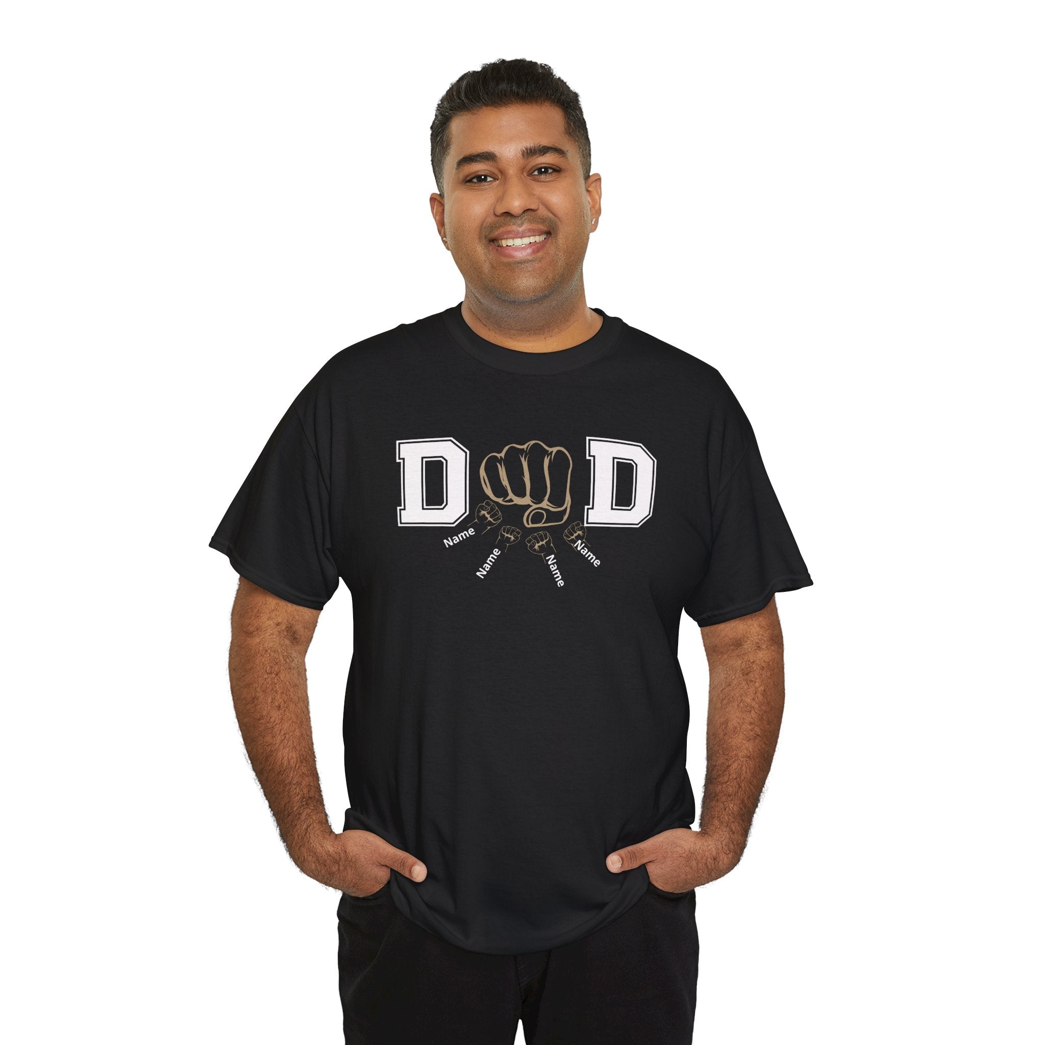 Dad Fist Bump T‑Shirt — Vintage Block Letter DAD Graphic Tee