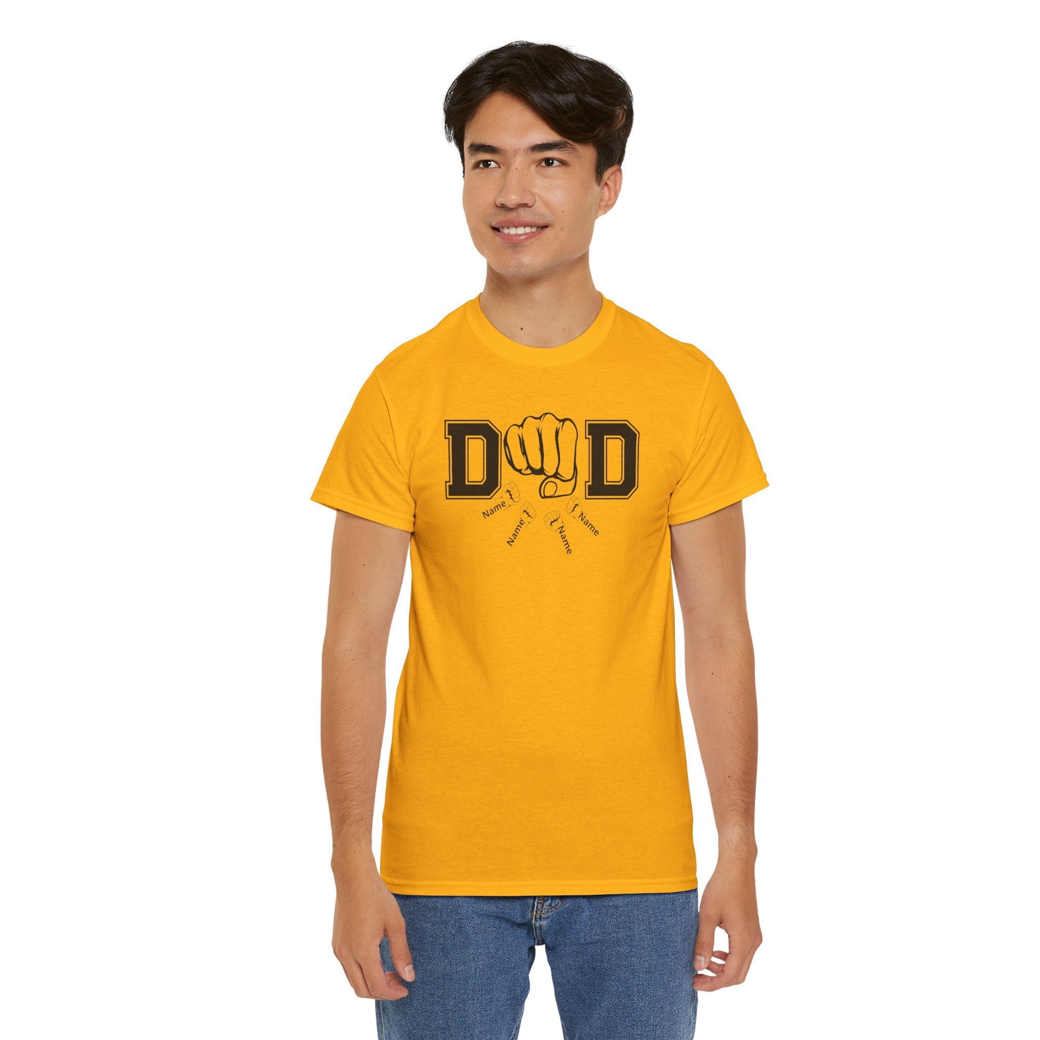Dad Fist Bump T‑Shirt — Vintage Block Letter DAD Graphic Tee