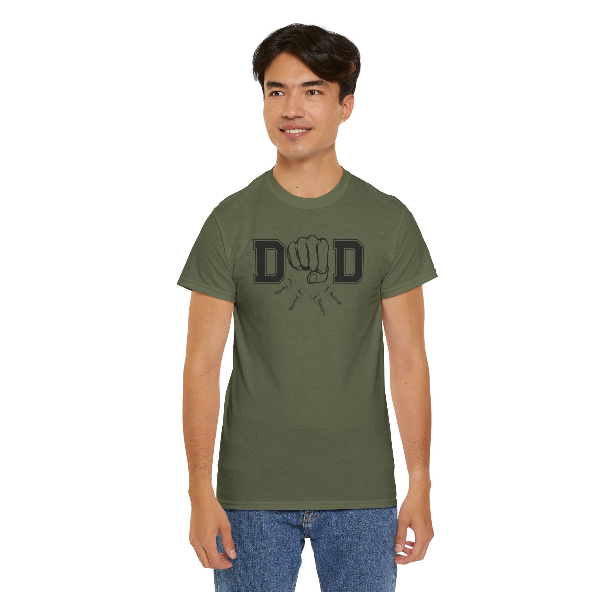 Dad Fist Bump T‑Shirt — Vintage Block Letter DAD Graphic Tee