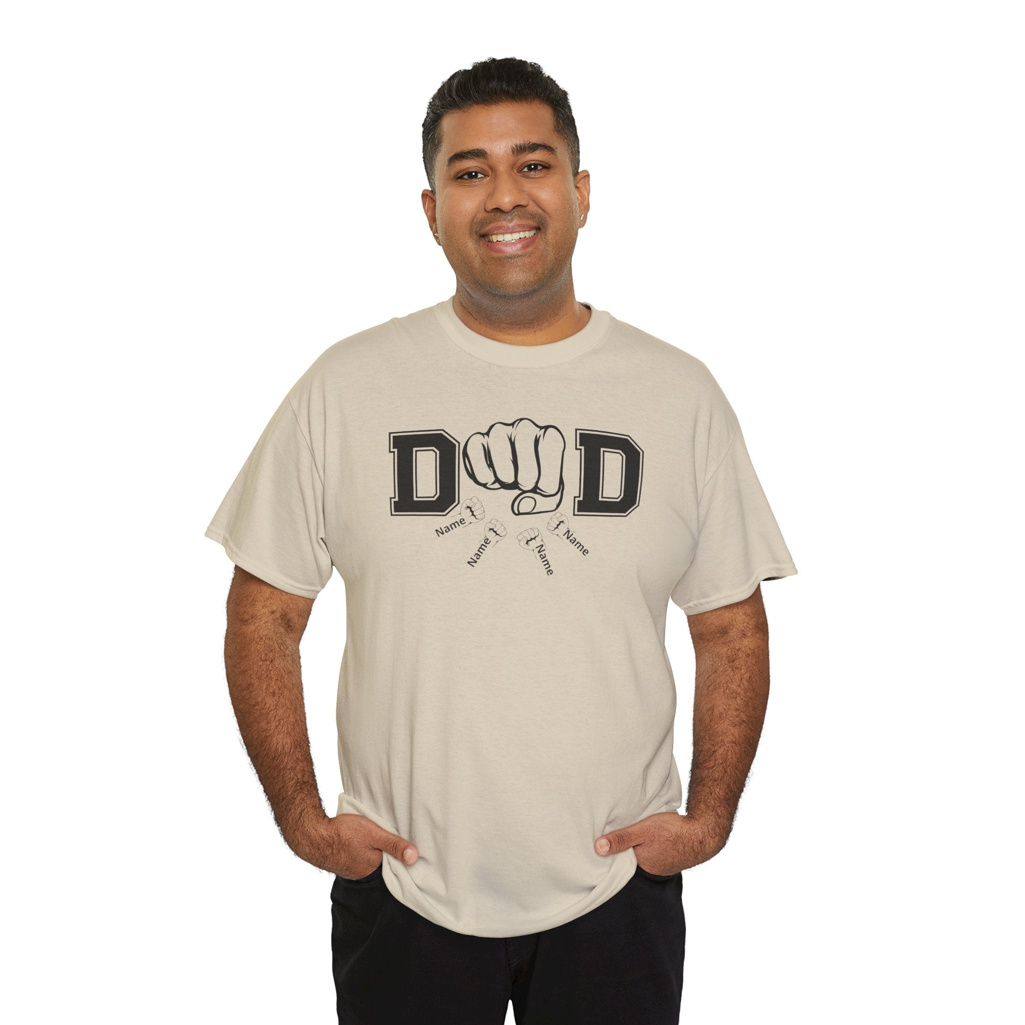Dad Fist Bump T‑Shirt — Vintage Block Letter DAD Graphic Tee