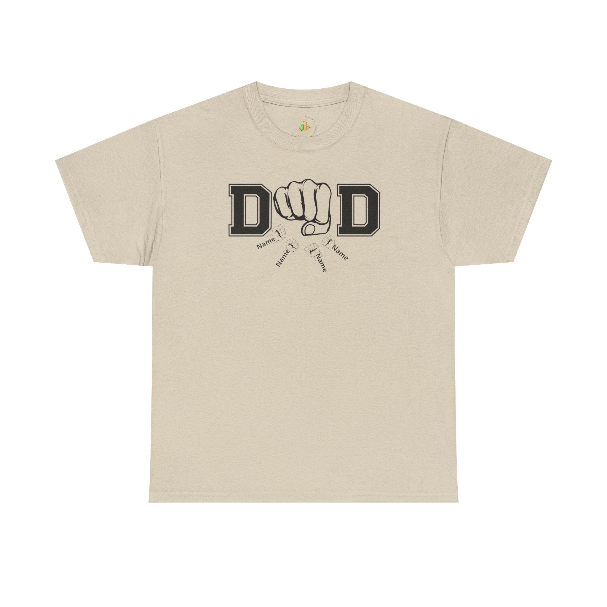 Dad Fist Bump T‑Shirt — Vintage Block Letter DAD Graphic Tee