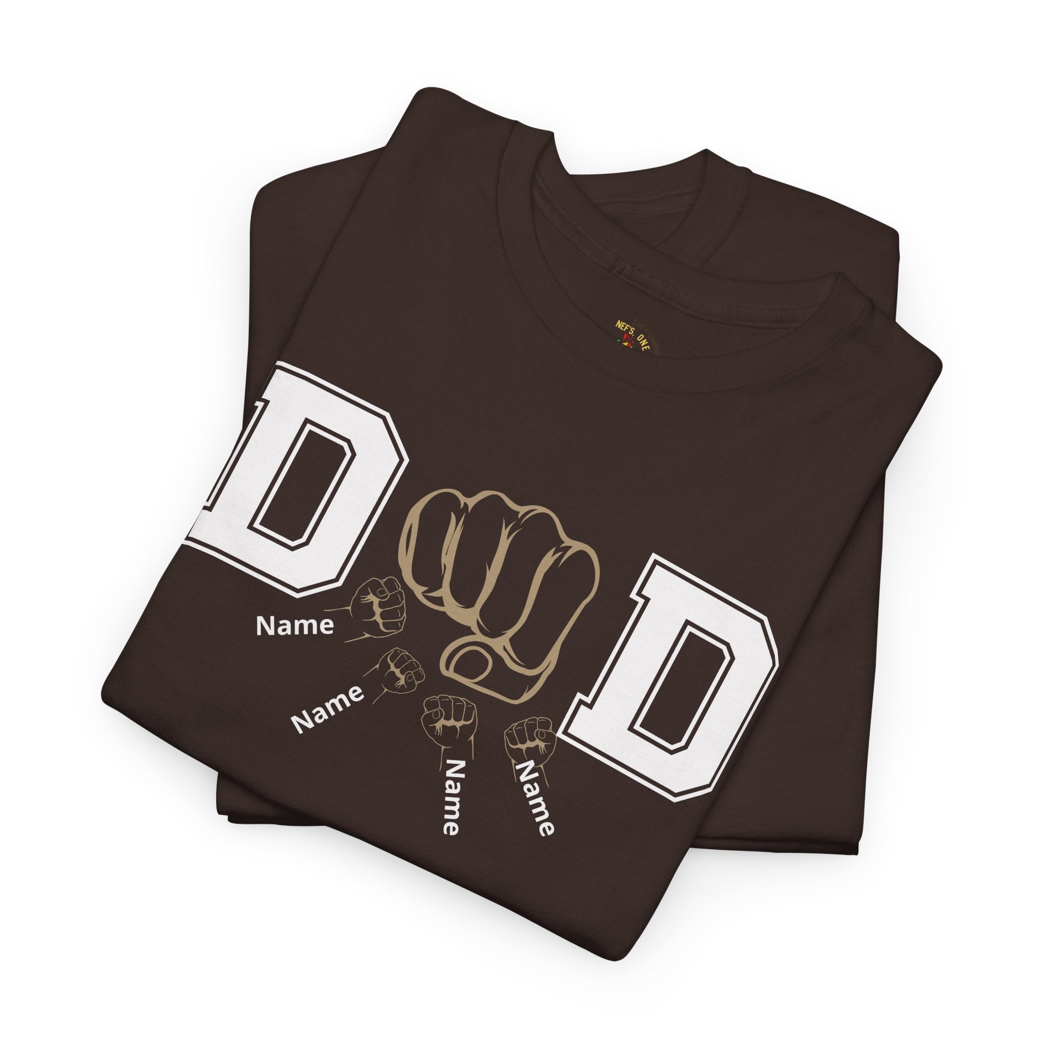 Dad Fist Bump T‑Shirt — Vintage Block Letter DAD Graphic Tee