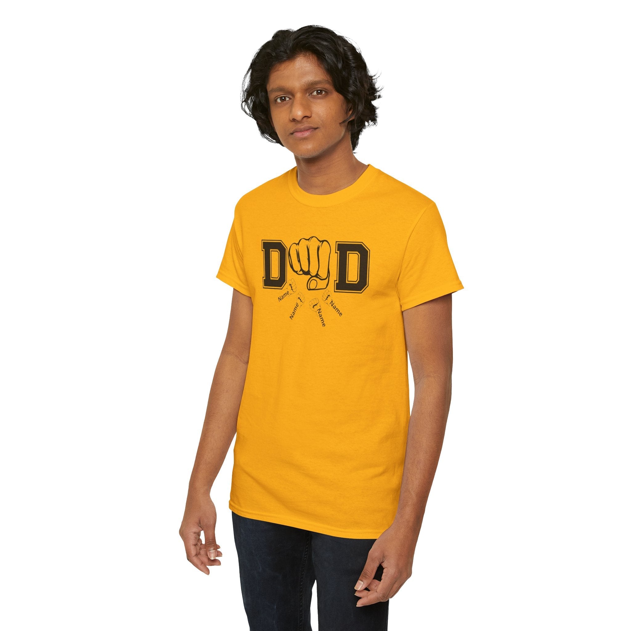Dad Fist Bump T‑Shirt — Vintage Block Letter DAD Graphic Tee