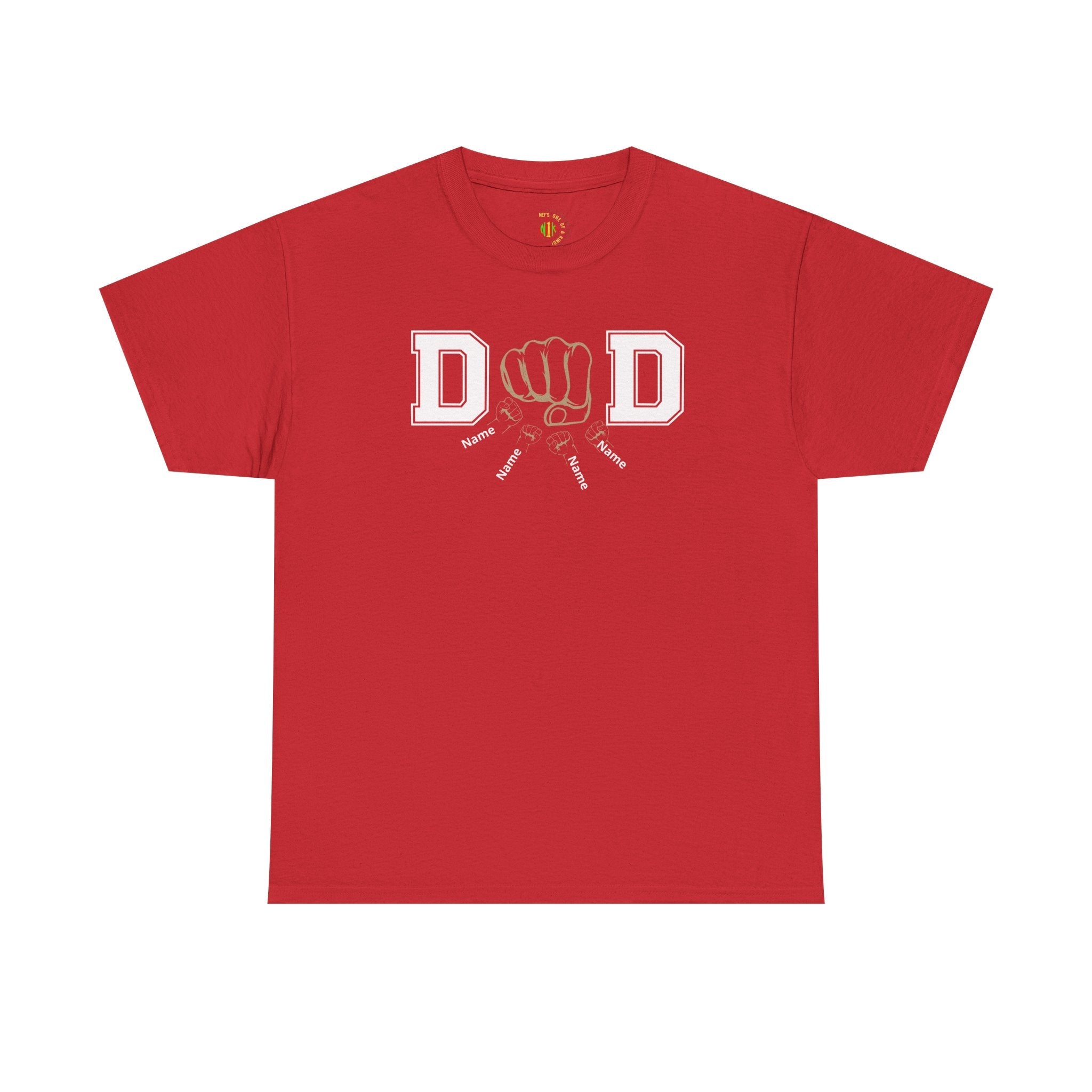 Dad Fist Bump T‑Shirt — Vintage Block Letter DAD Graphic Tee