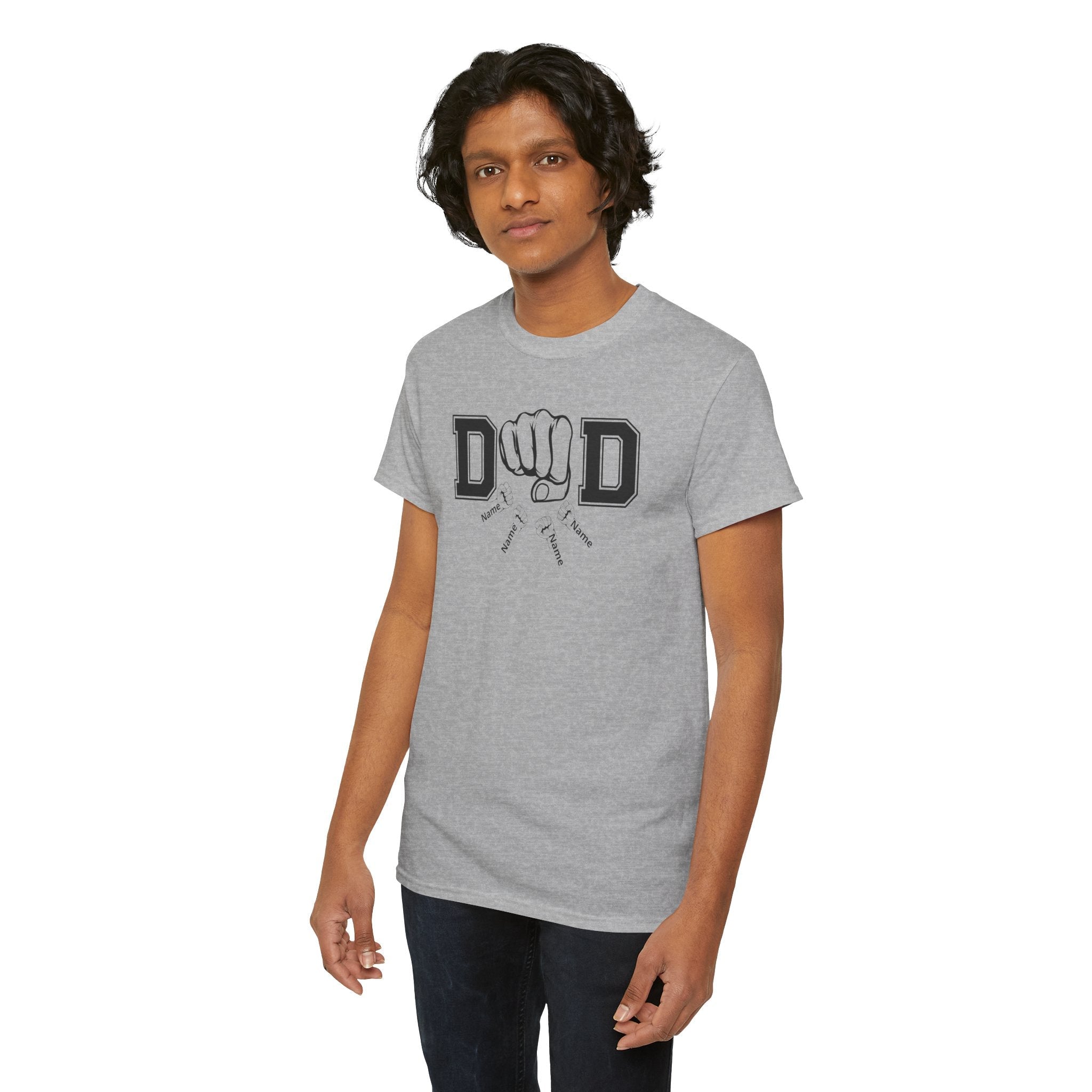 Dad Fist Bump T‑Shirt — Vintage Block Letter DAD Graphic Tee