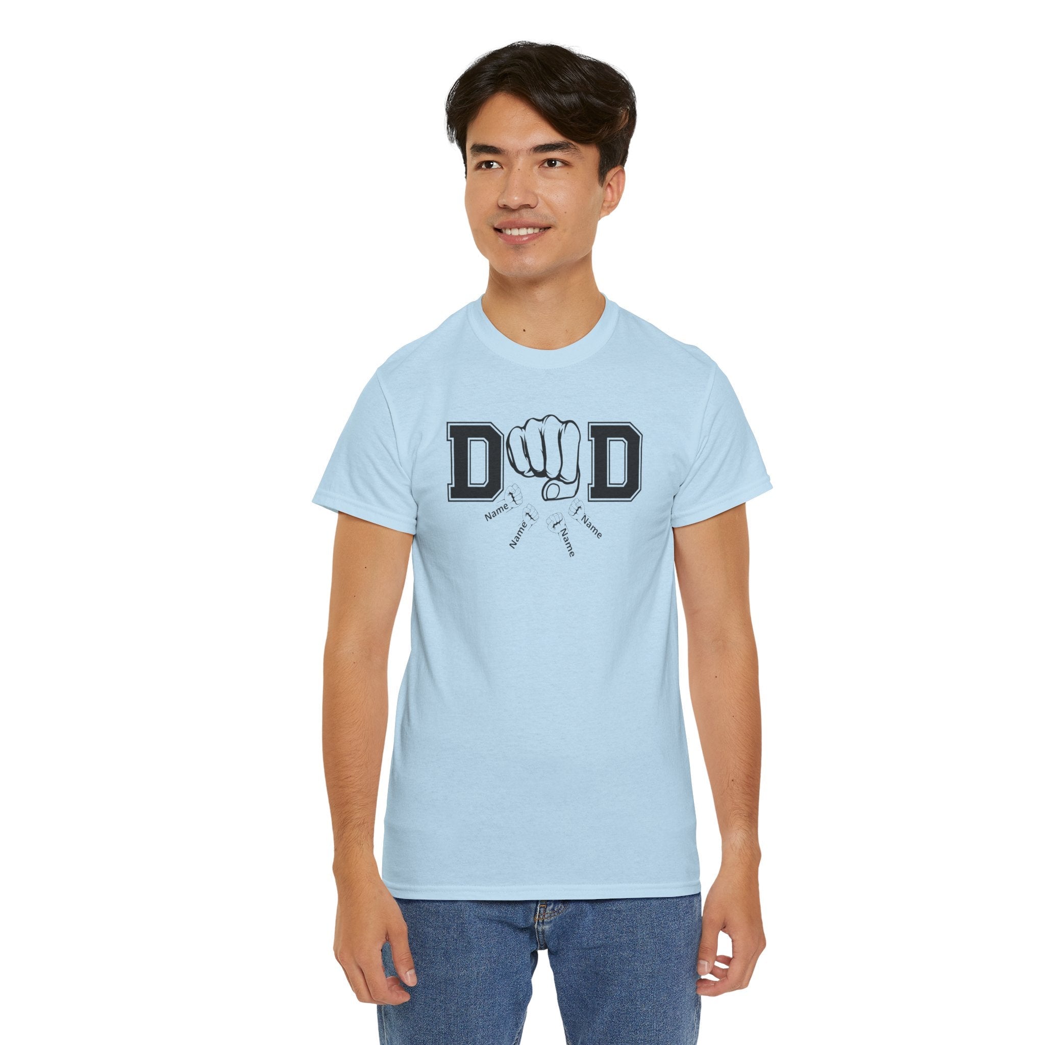 Dad Fist Bump T‑Shirt — Vintage Block Letter DAD Graphic Tee