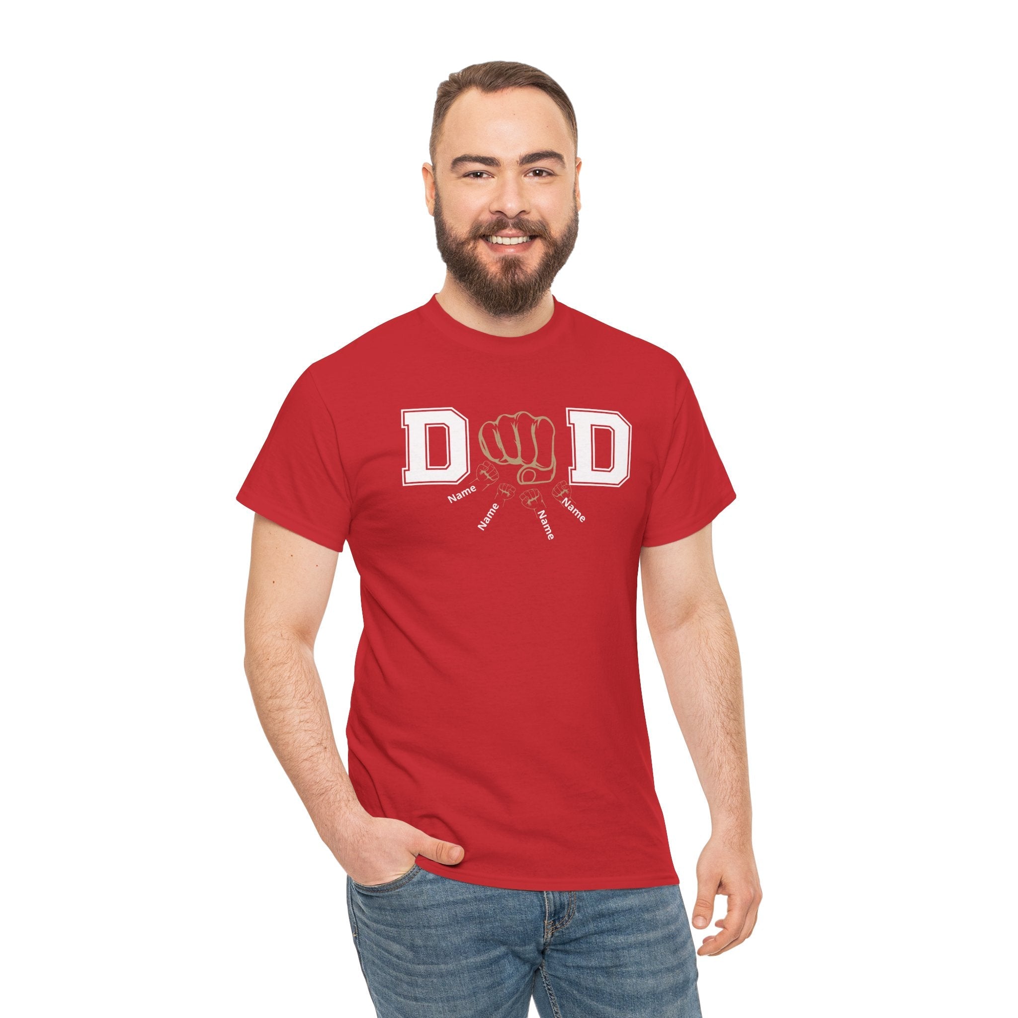 Dad Fist Bump T‑Shirt — Vintage Block Letter DAD Graphic Tee