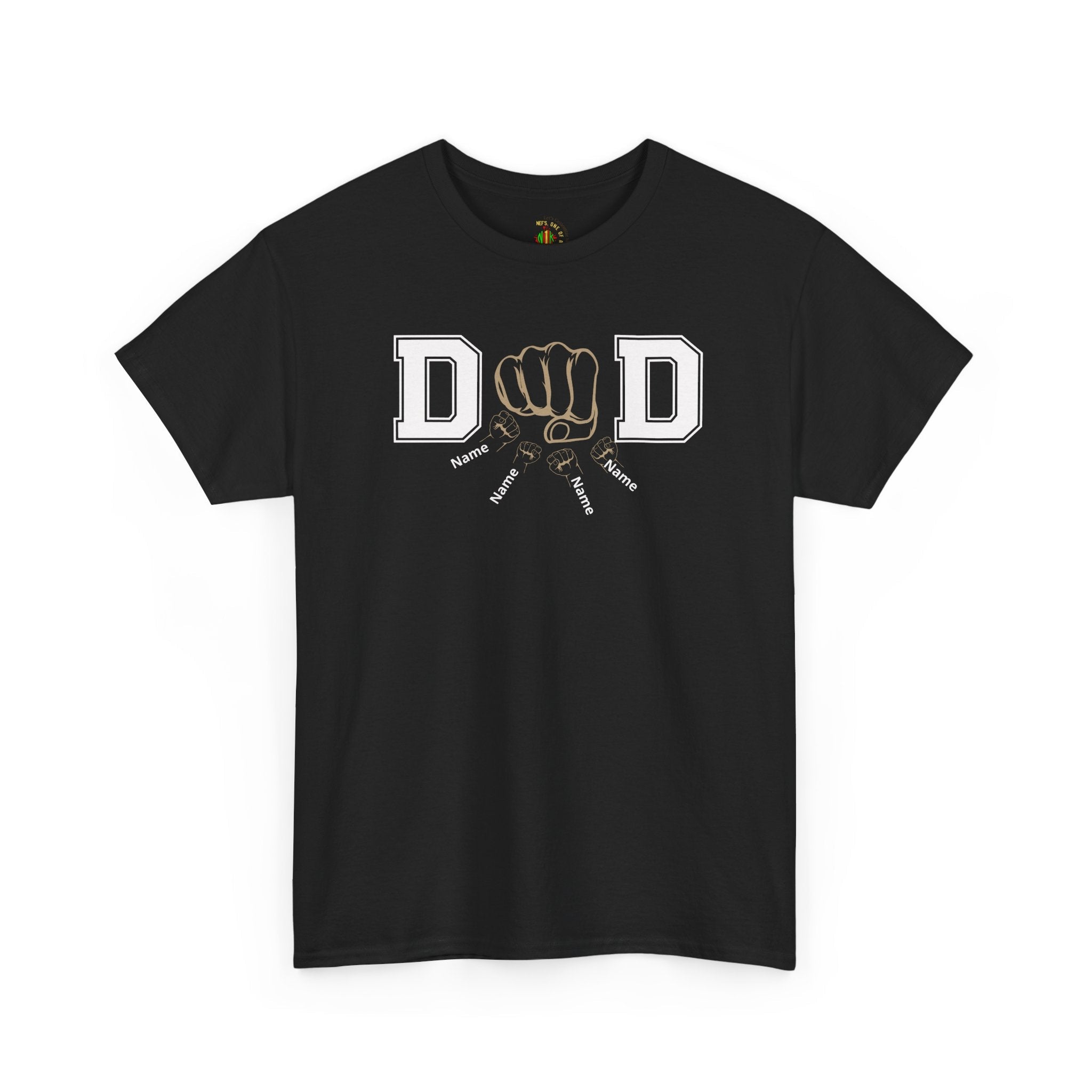 Dad Fist Bump T‑Shirt — Vintage Block Letter DAD Graphic Tee
