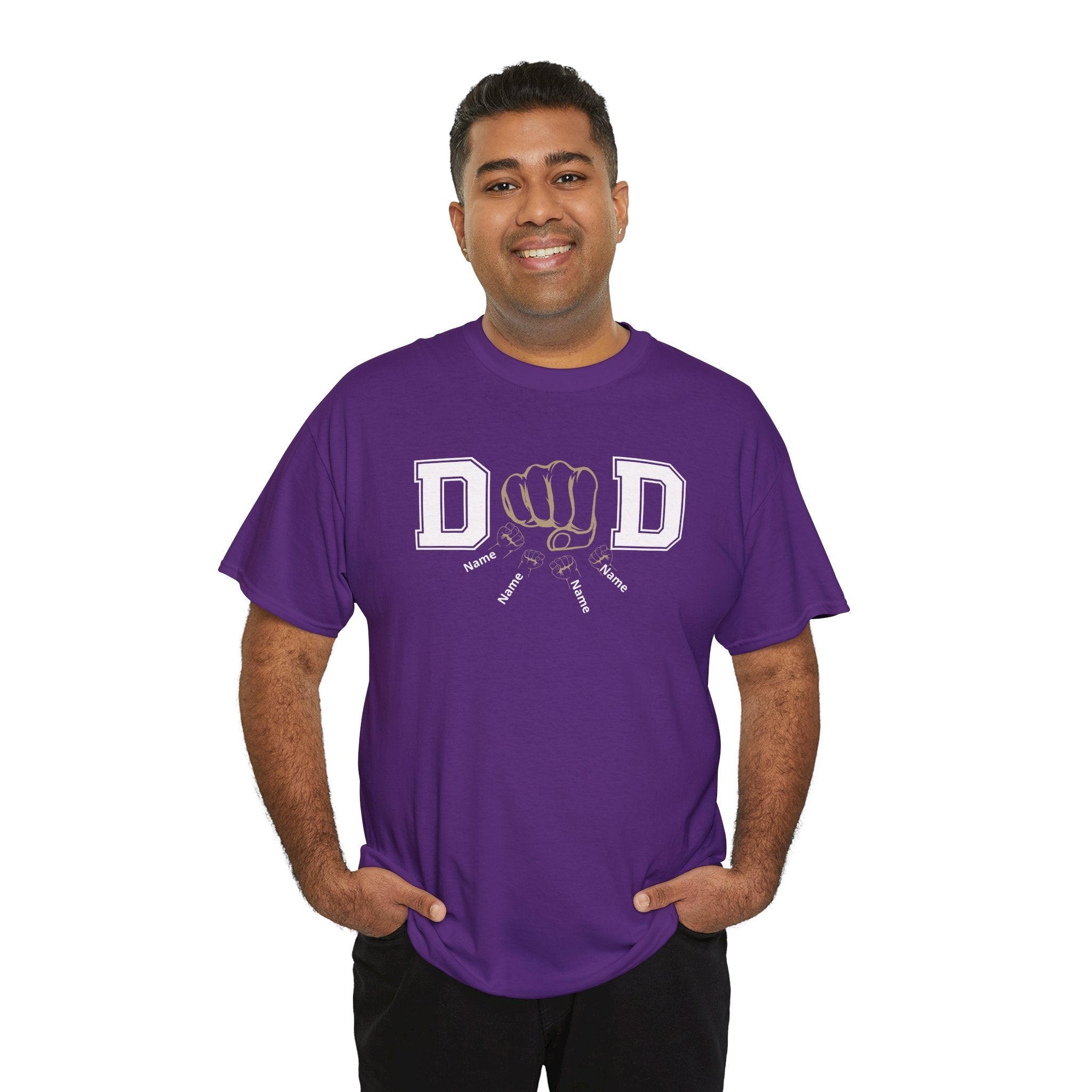 Dad Fist Bump T‑Shirt — Vintage Block Letter DAD Graphic Tee